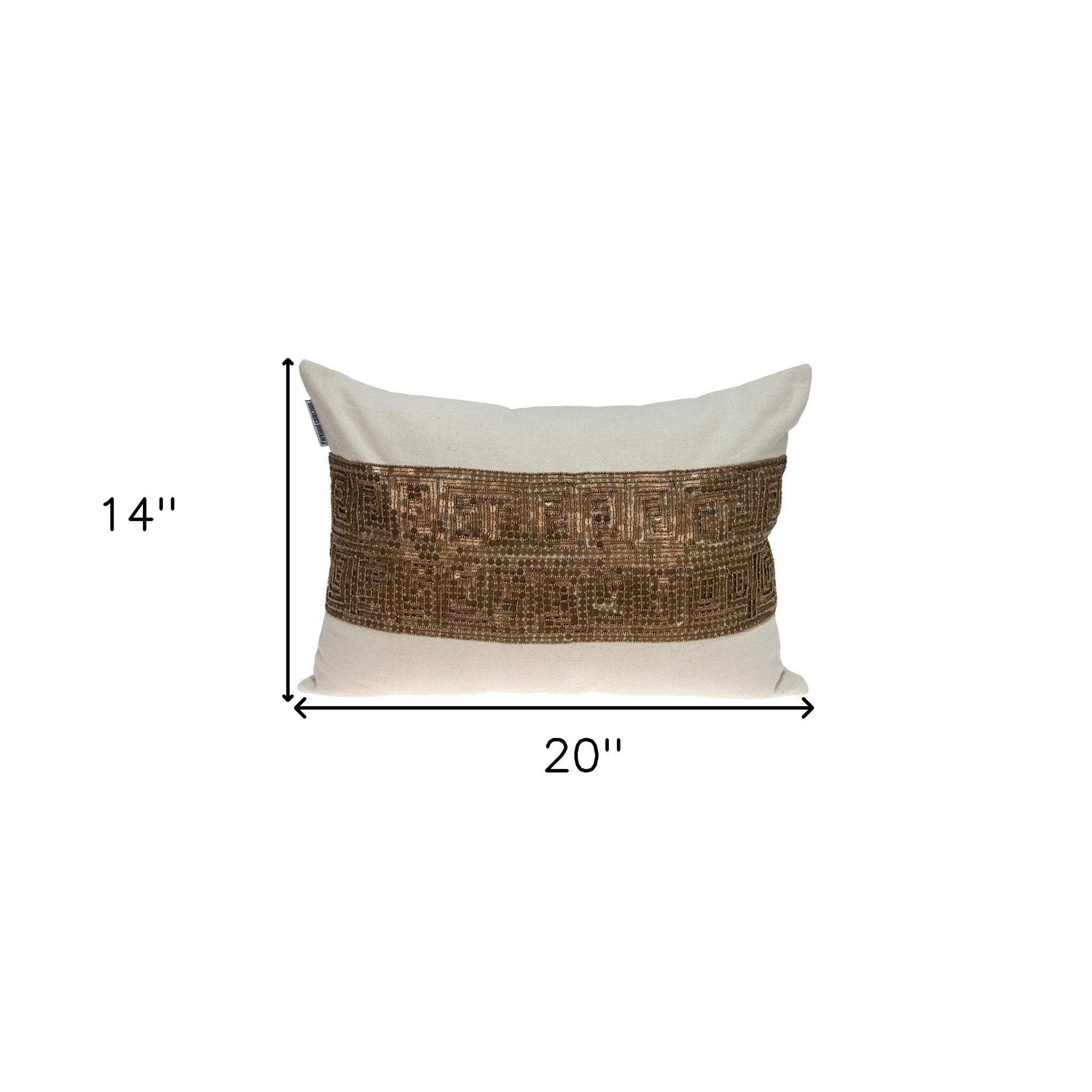 Glam Beige with Golden Sequins Lumbar Throw Pillow - Image 8