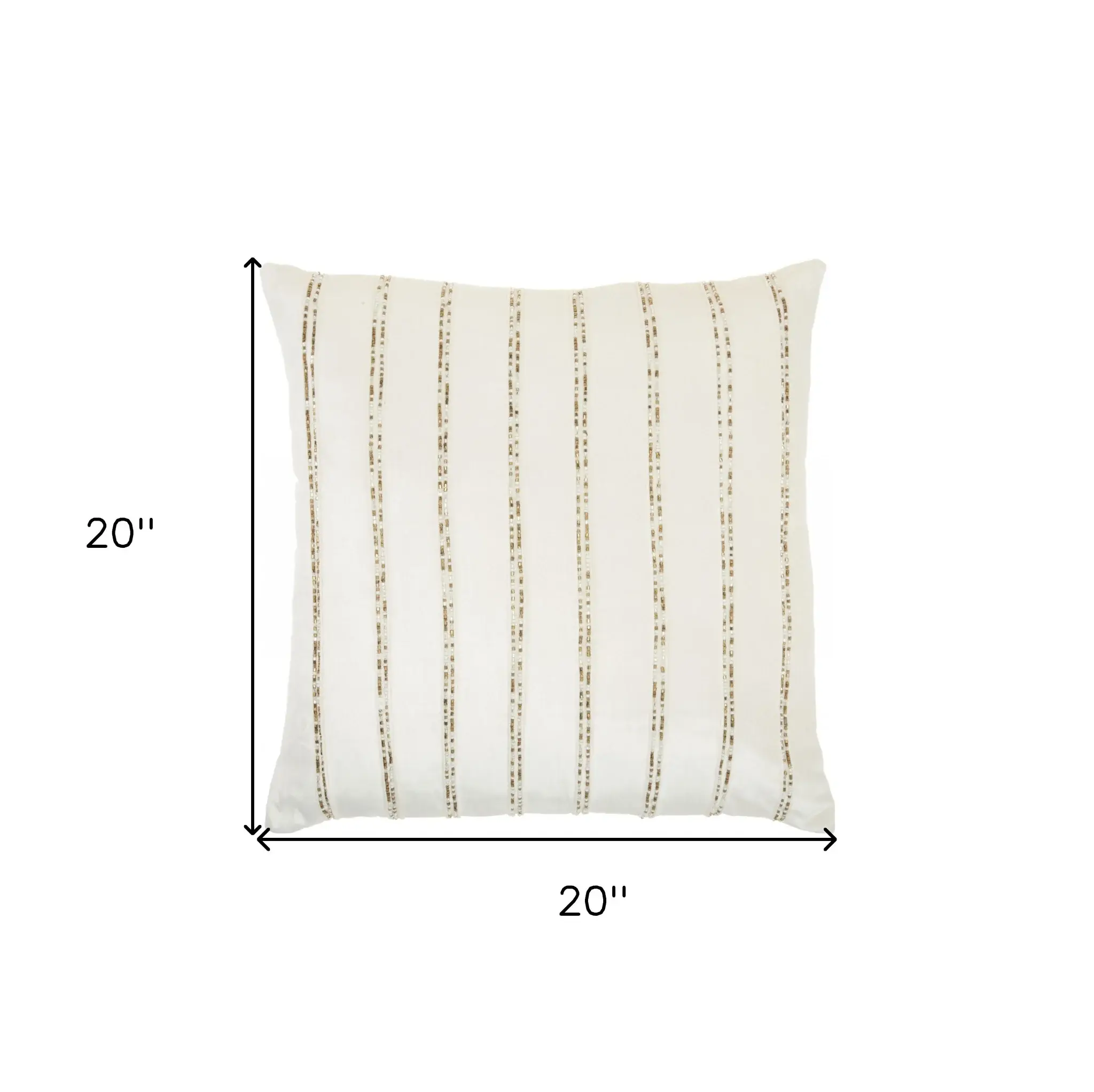 Glam Ivory And Gold Accent Throw Pillow With Beaded Details - Image 5