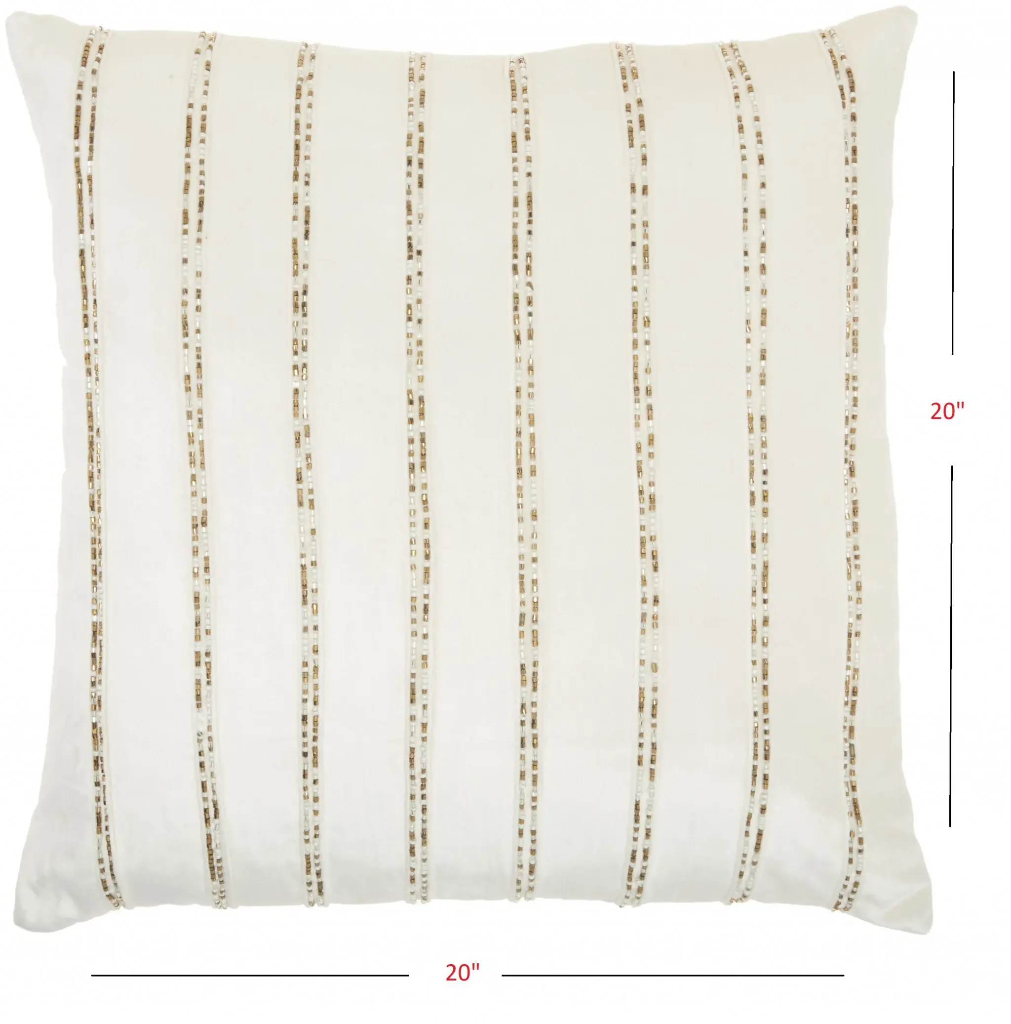 Glam Ivory And Gold Accent Throw Pillow With Beaded Details - Image 6