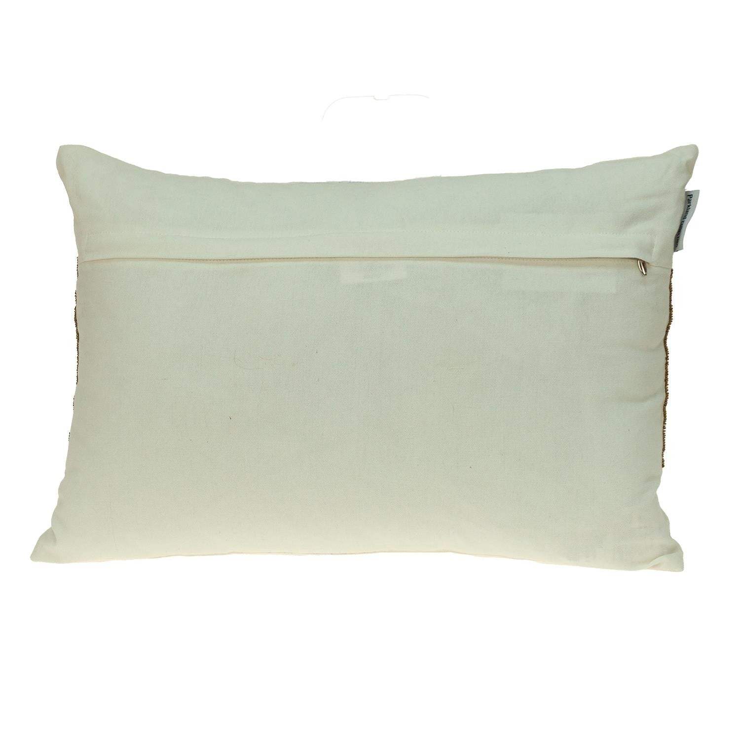 Glam Off White with Golden Sequins Lumbar Throw Pillow - Image 3