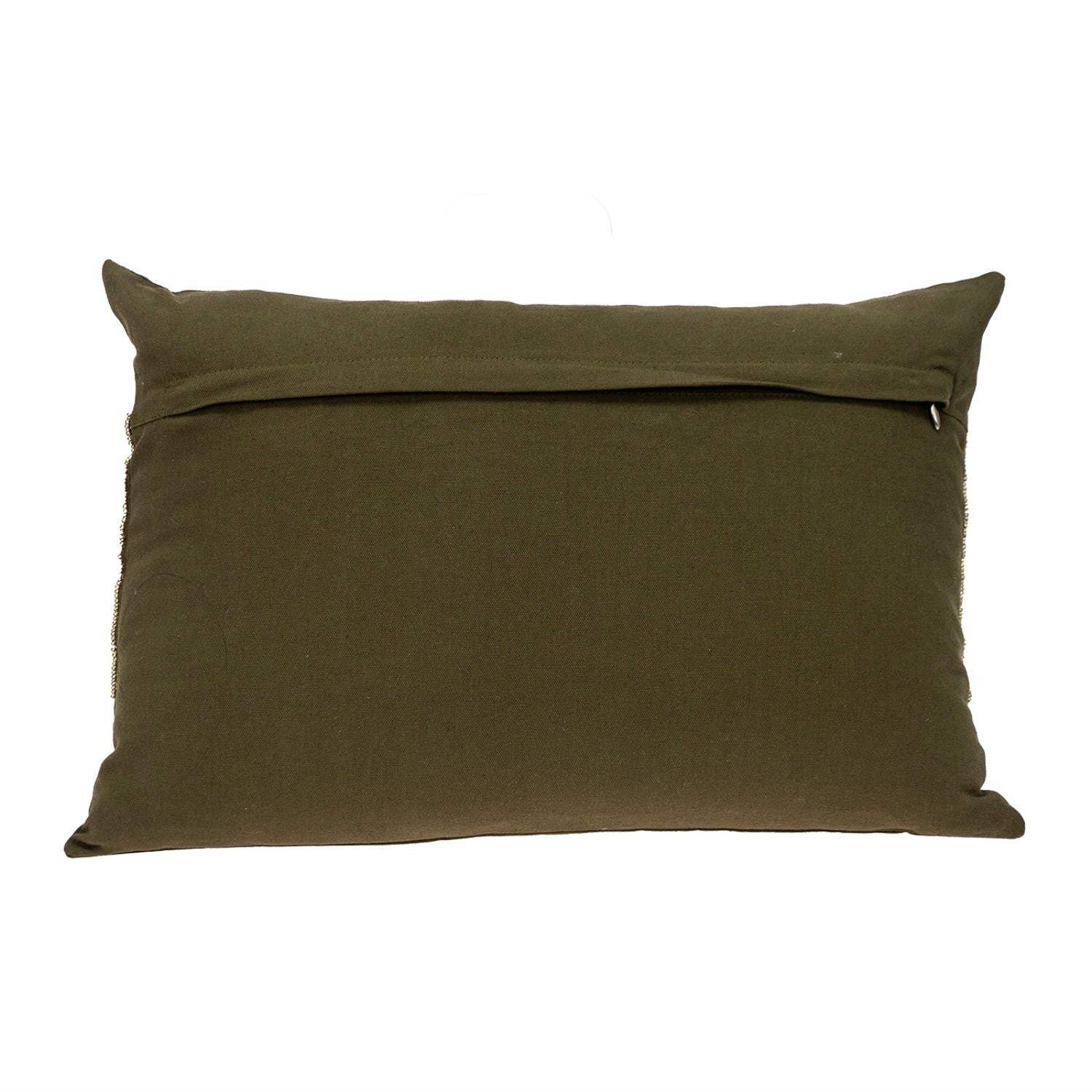 Glam Olive with Gold Sequins Lumbar Throw Pillow - Image 3