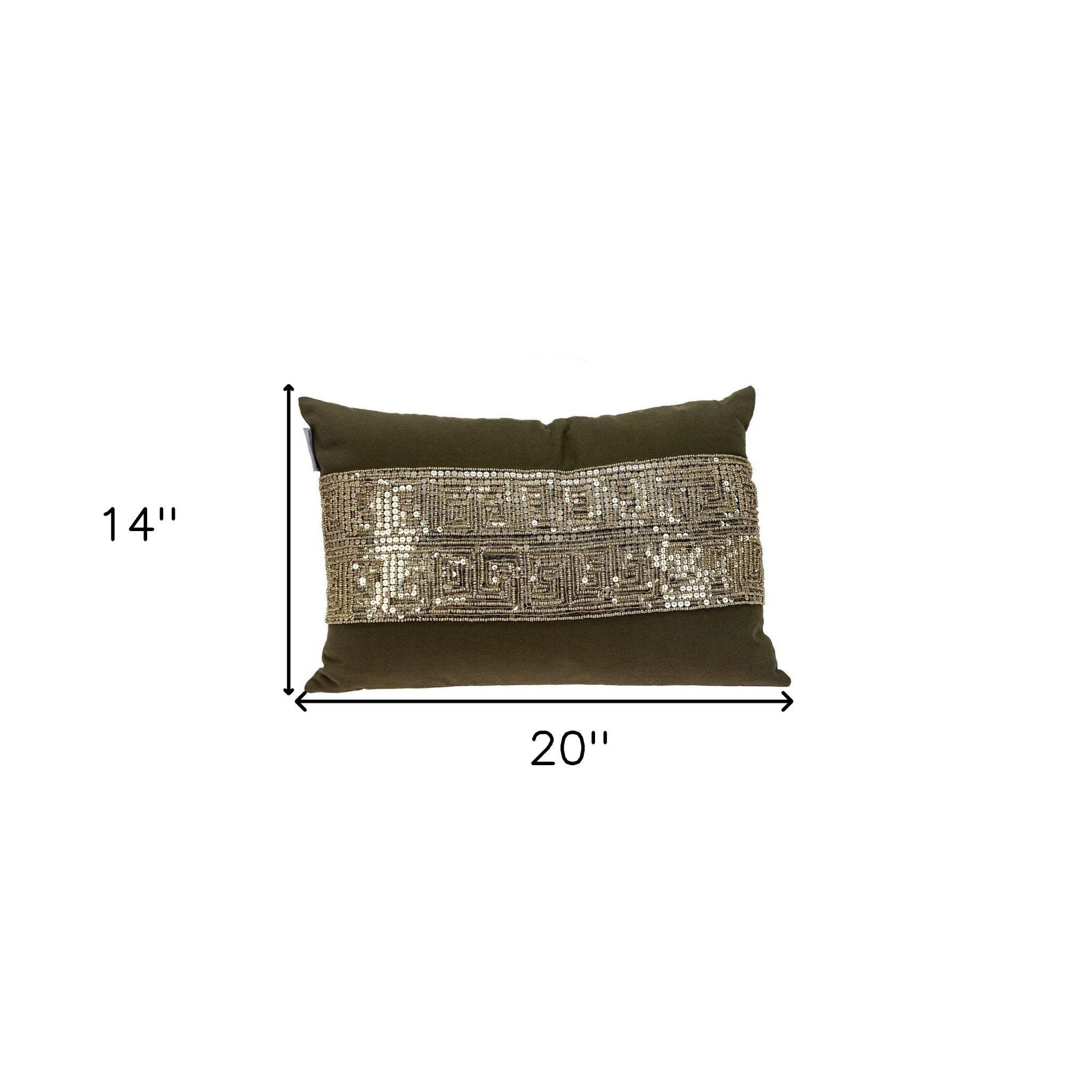 Glam Olive with Gold Sequins Lumbar Throw Pillow - Image 7