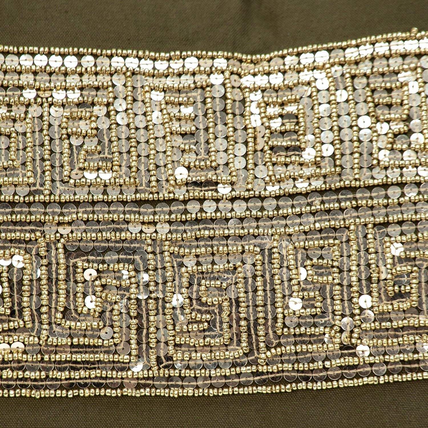 Glam Olive with Gold Sequins Lumbar Throw Pillow - Image 8