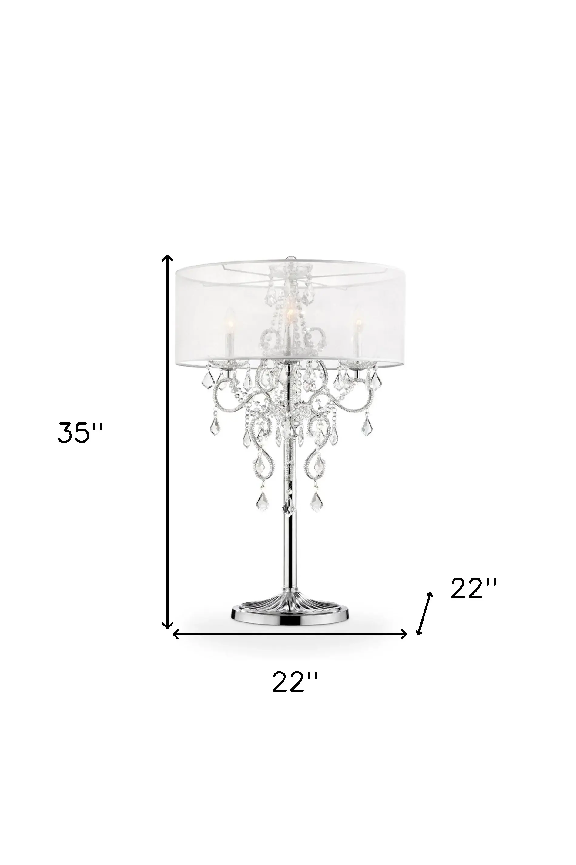 Glam Silver Faux Crystal Accent Table Lamp with See Thru Shade - Image 6
