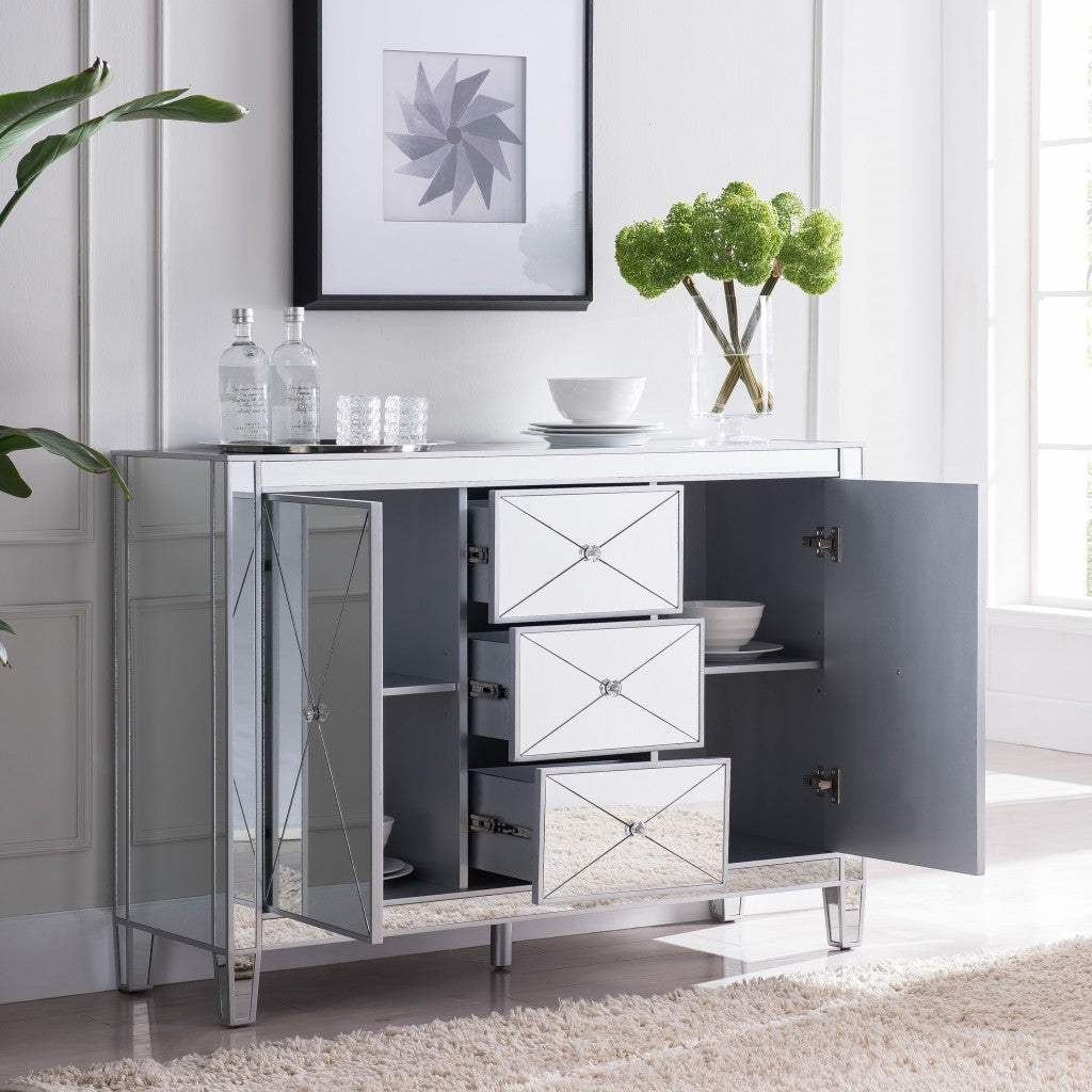 Glamorous Mirrored Bling Multi Storage Accent Cabinet - Image 9