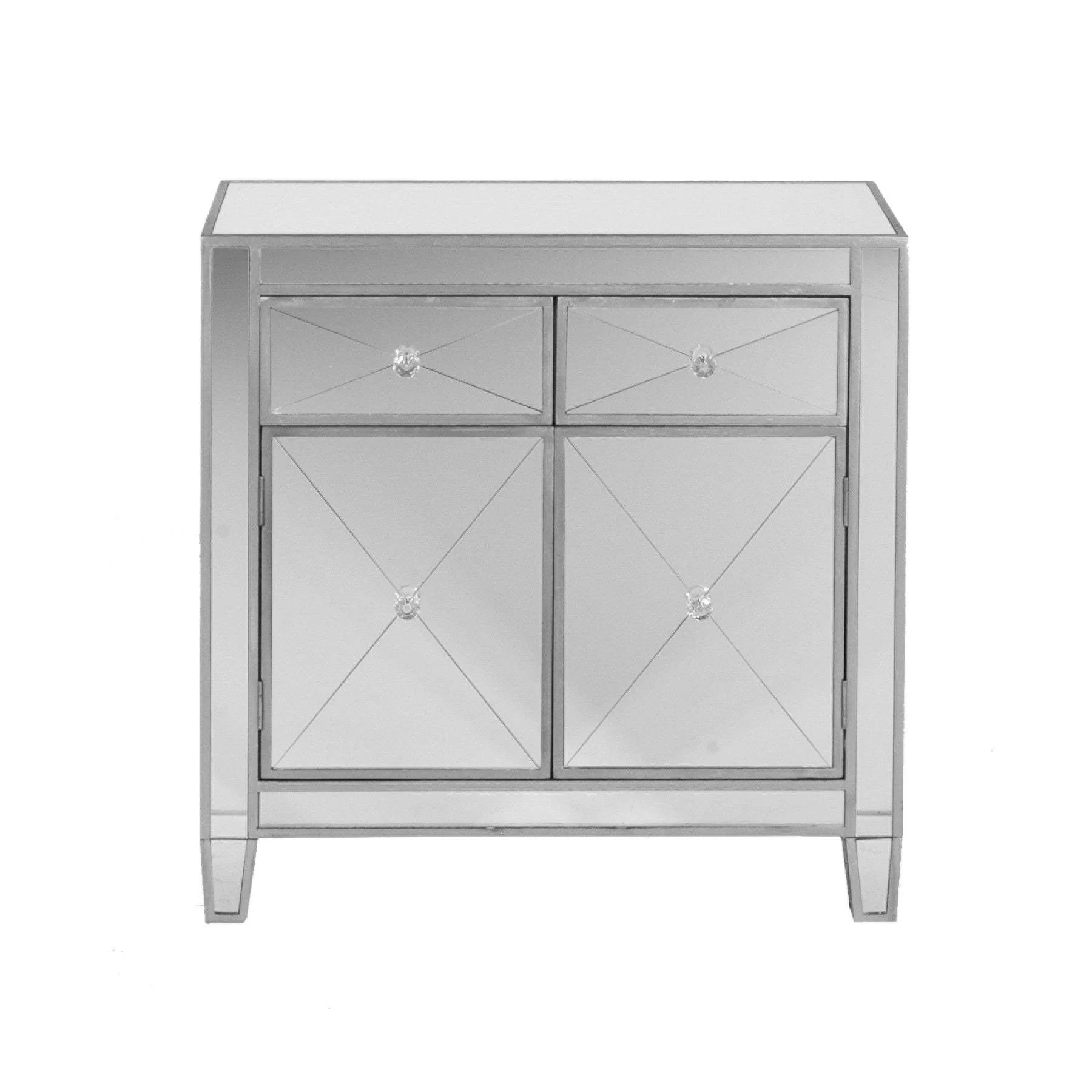 Glamorous Mirrored Bling Two Door Storage Accent Cabinet - Image 2