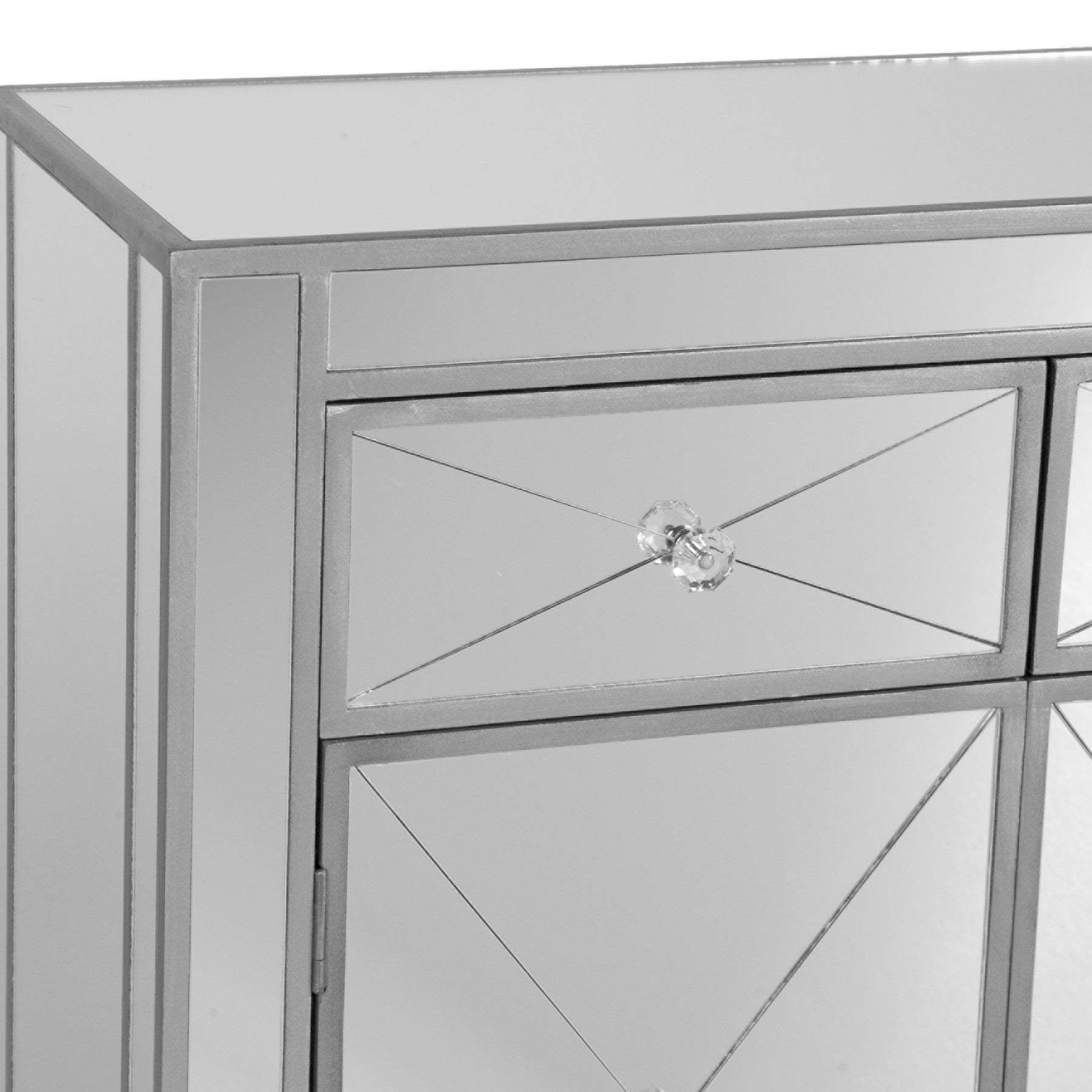 Glamorous Mirrored Bling Two Door Storage Accent Cabinet - Image 3