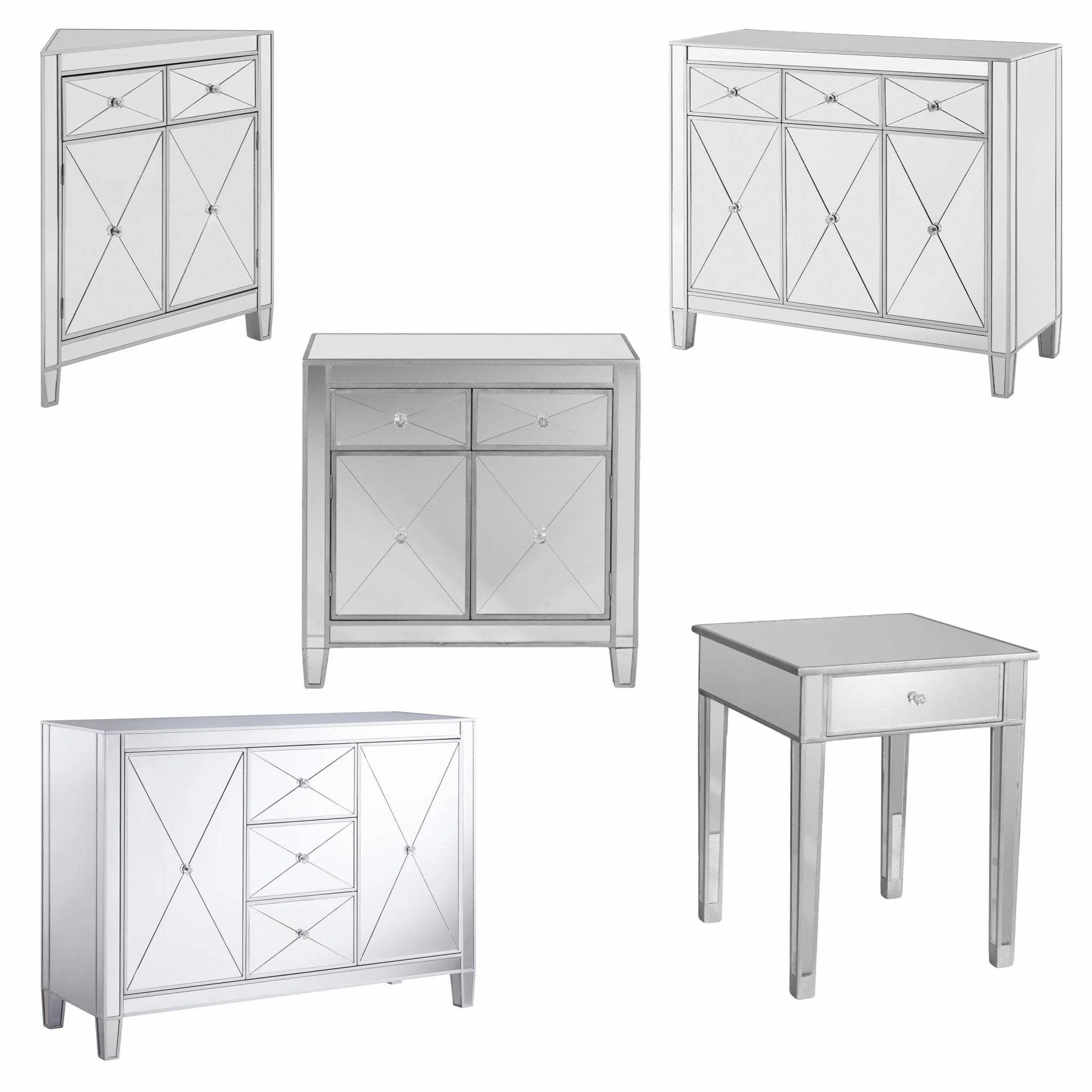 Glamorous Mirrored Bling Two Door Storage Accent Cabinet - Image 7