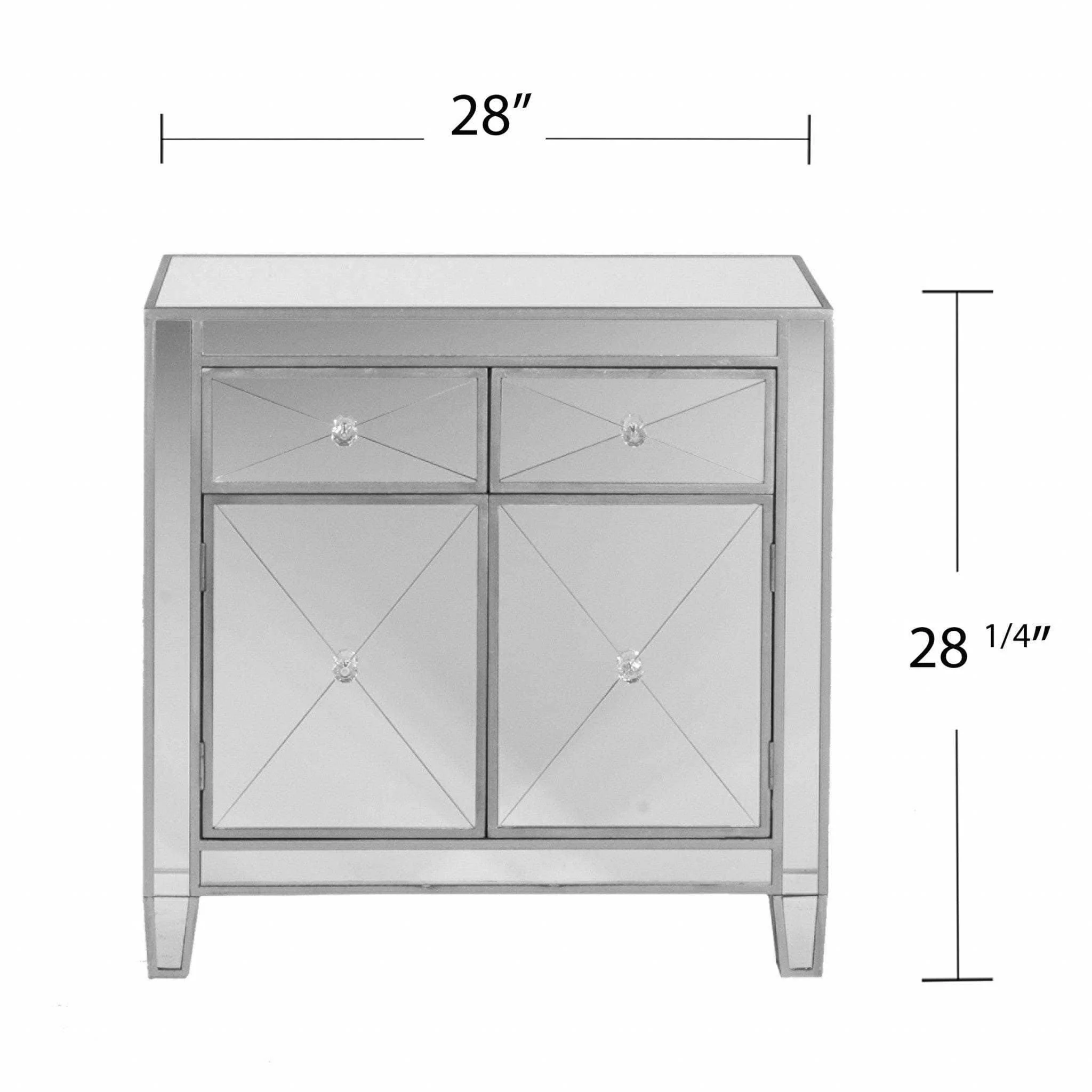 Glamorous Mirrored Bling Two Door Storage Accent Cabinet - Image 8