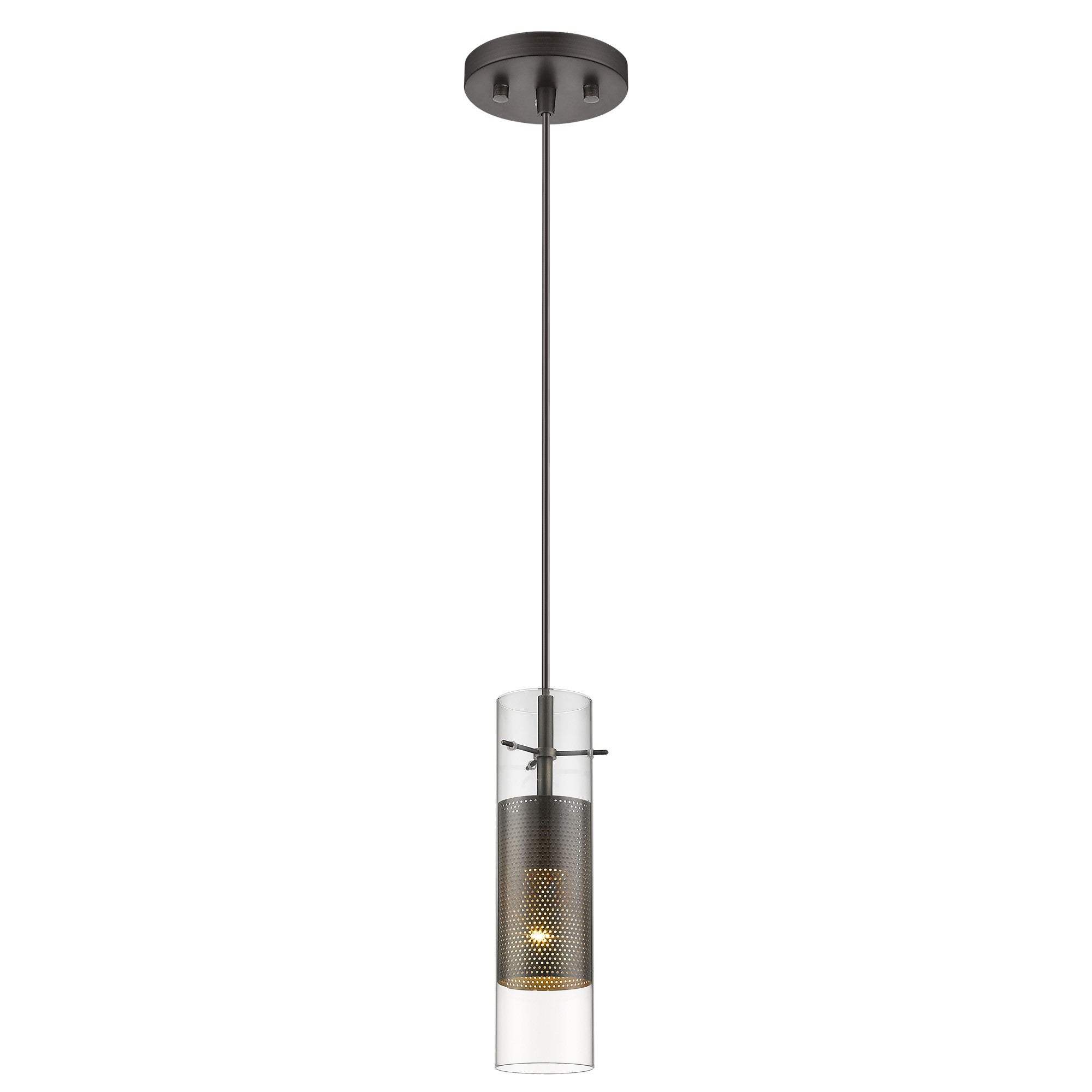 Glass and Bronze Mesh Shade Hanging Light - Image 3