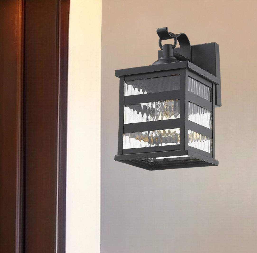 Glass panel Matte Black Outdoor Cage Light - Image 2