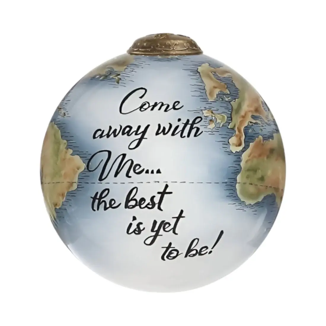 Globe Come Away with Me Hand Painted Mouth Blown Glass Ornament - Image 2