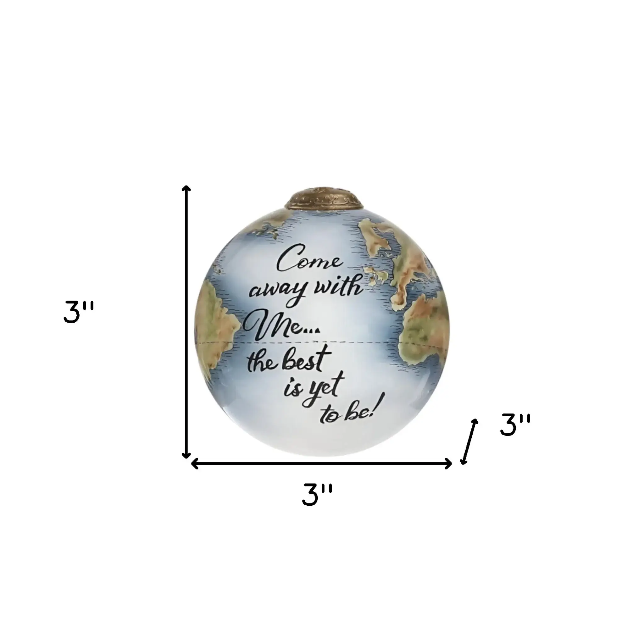 Globe Come Away with Me Hand Painted Mouth Blown Glass Ornament - Image 6