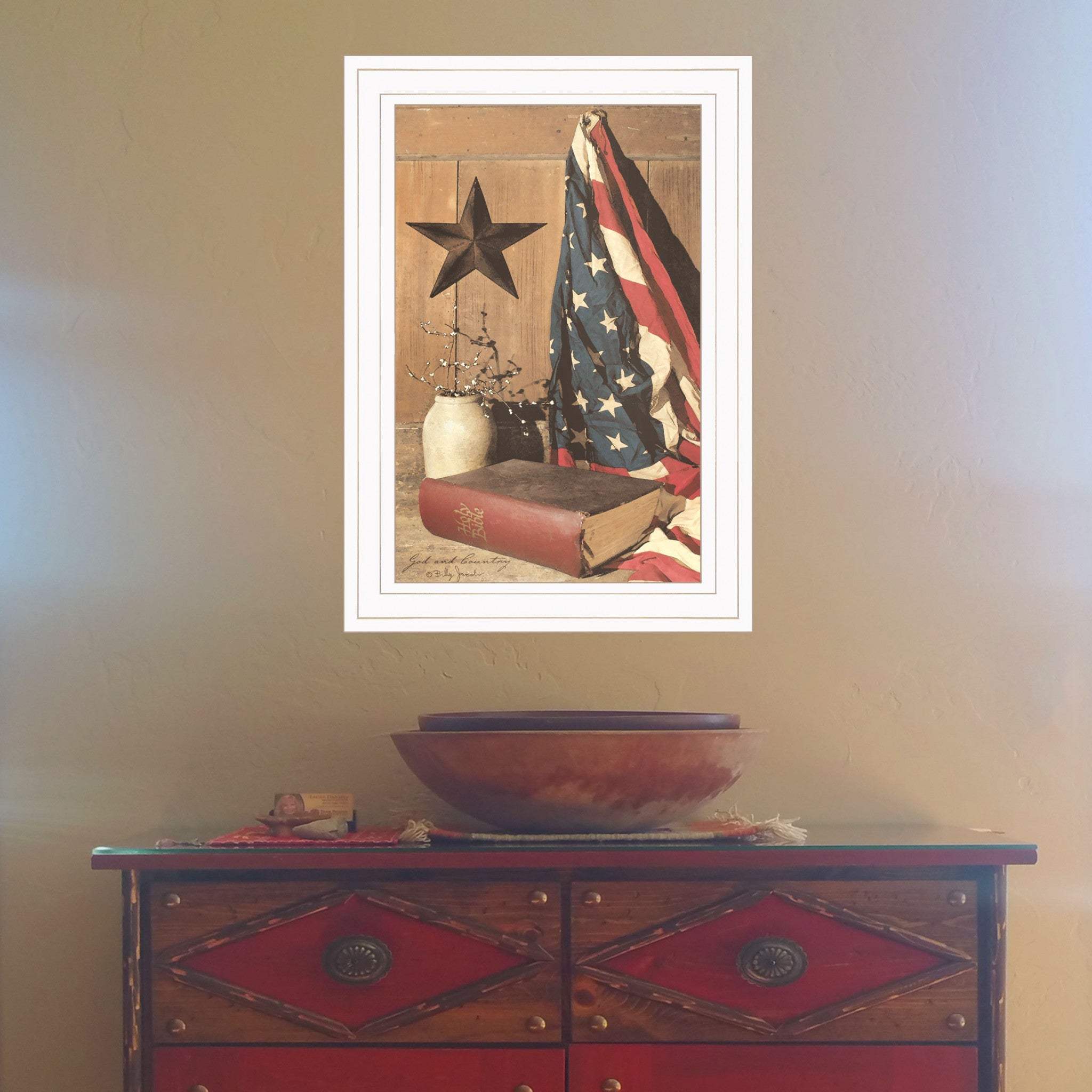 God and Country 1 White Framed Print Wall Art - Image 4