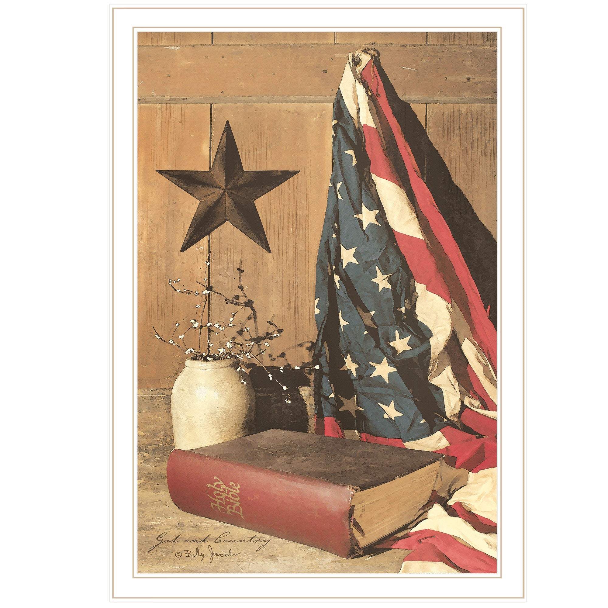 God and Country 7 White Framed Print Wall Art - Image 2