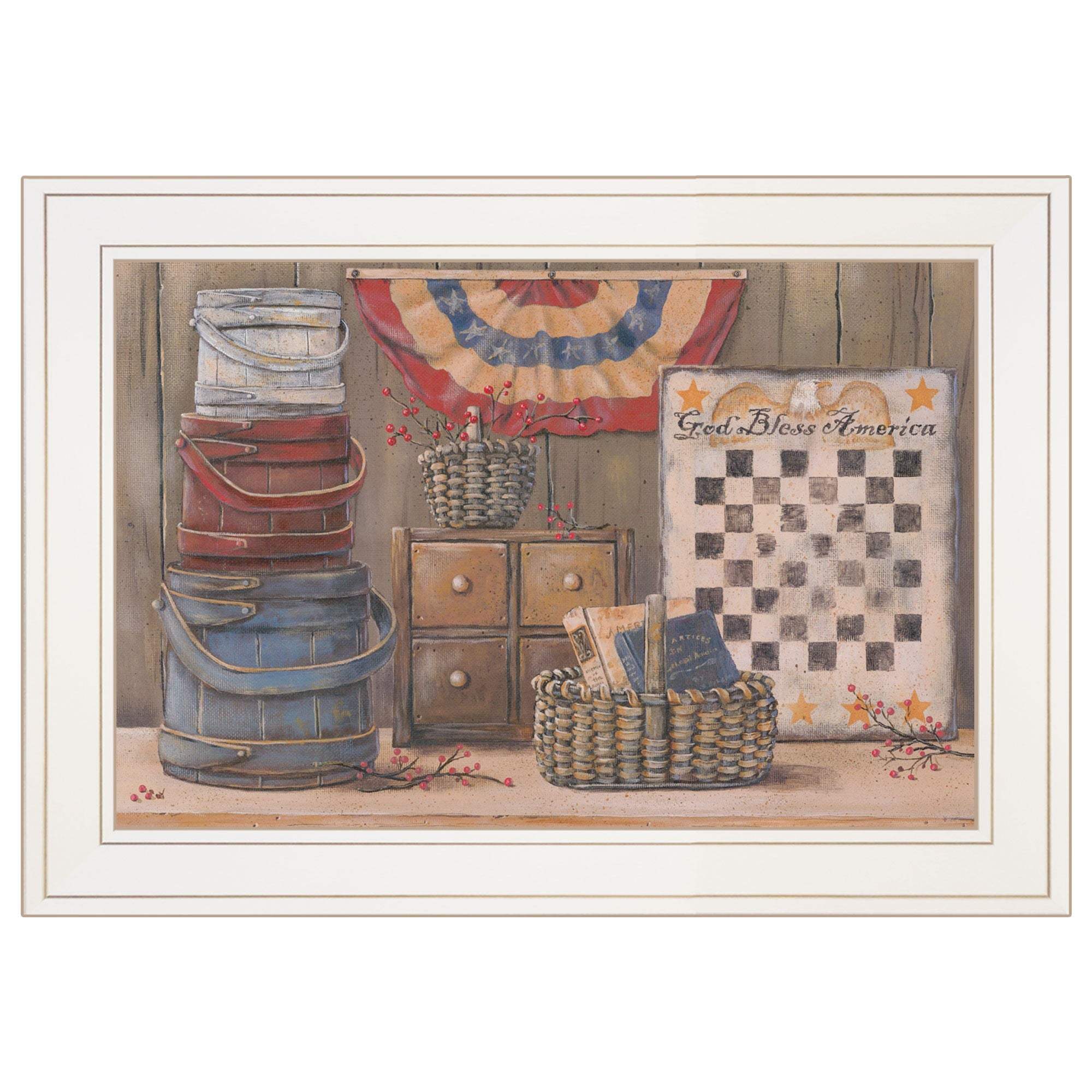 God Bless America 2 White Framed Print Wall Art - Image 2