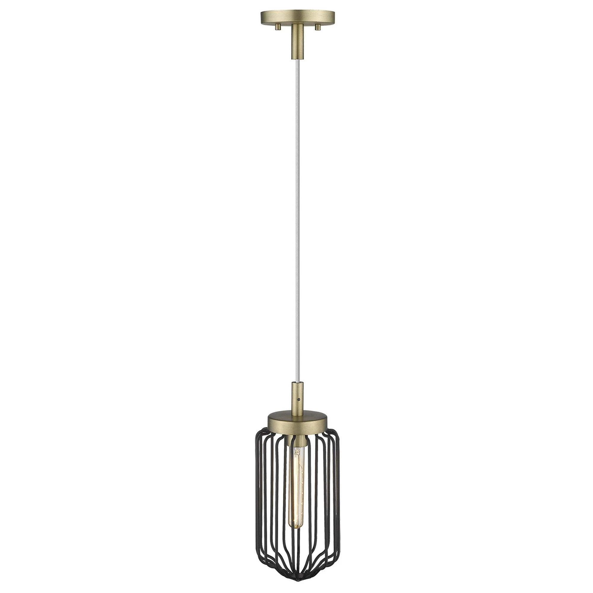 Gold and Black Metal Cage Pendant Hanging Light - Image 6