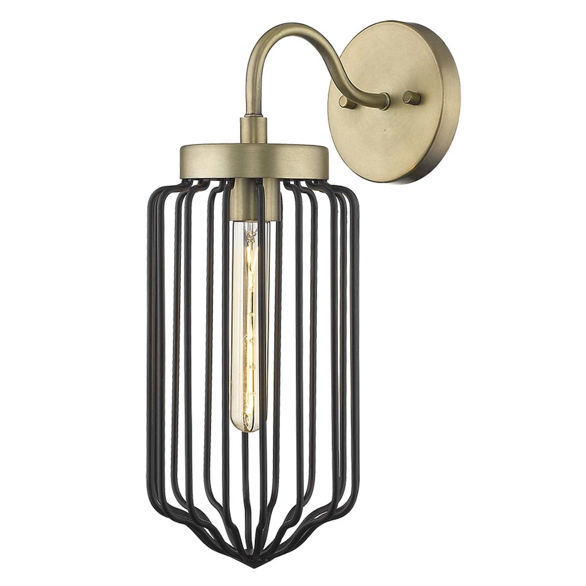 Gold and Black Metal Cage Wall Sconce - Image 2