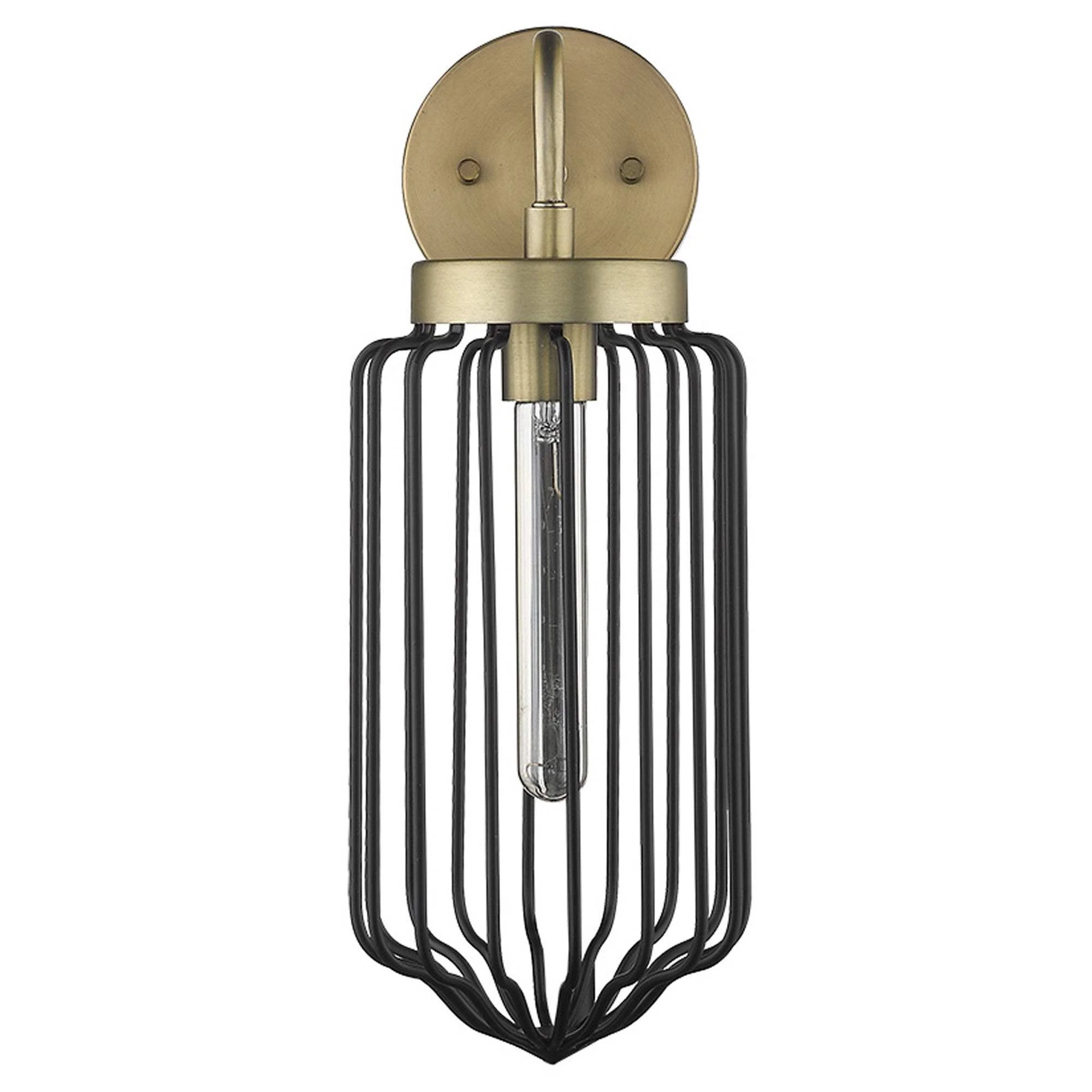 Gold and Black Metal Cage Wall Sconce - Image 3