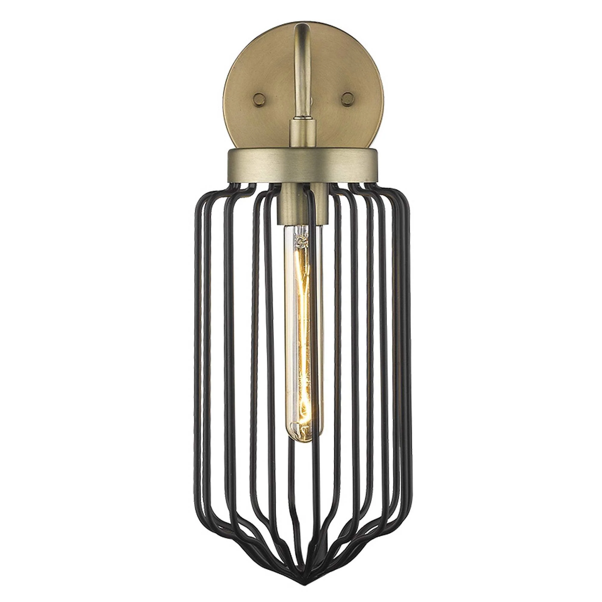 Gold and Black Metal Cage Wall Sconce - Image 4