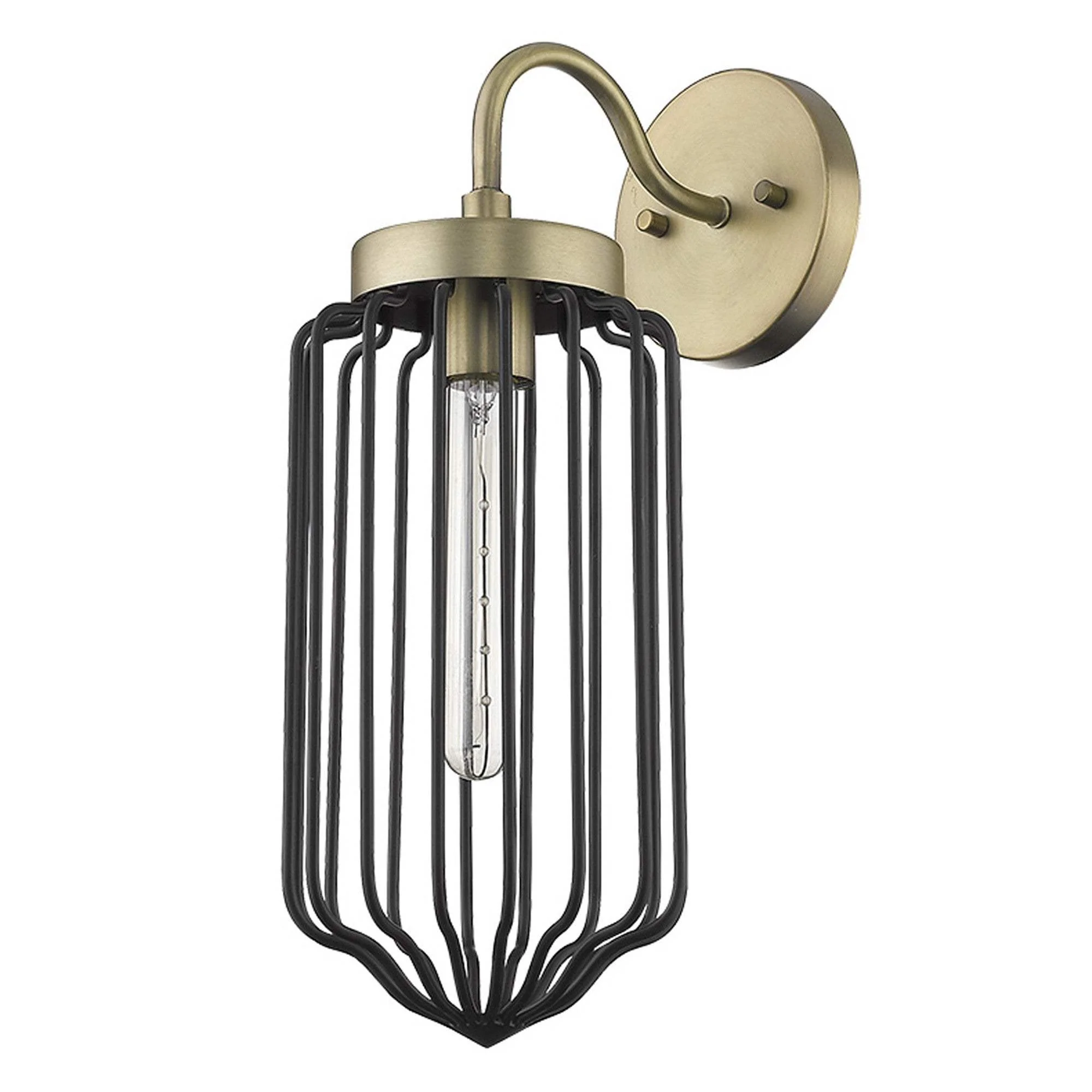 Gold and Black Metal Cage Wall Sconce - Image 5