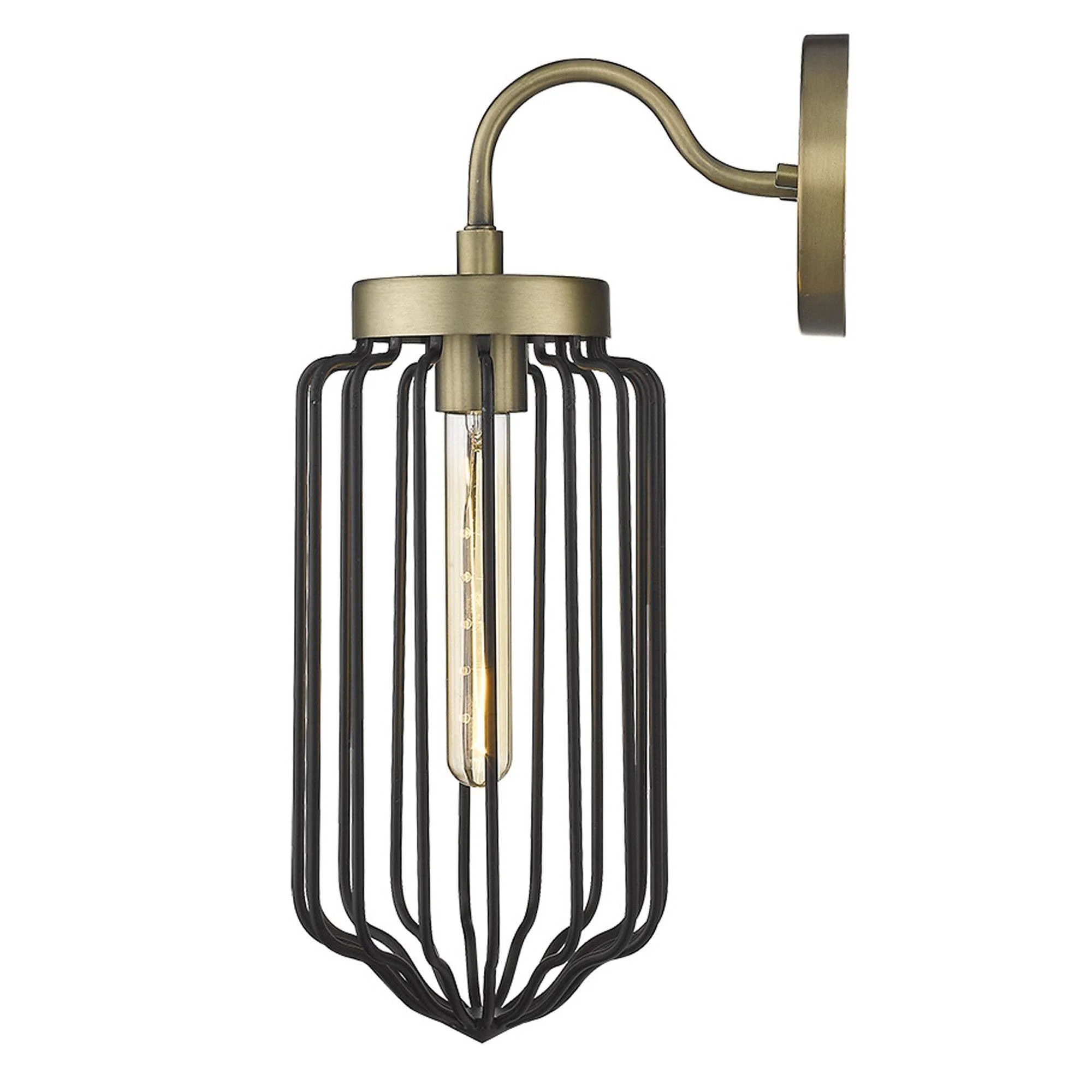 Gold and Black Metal Cage Wall Sconce - Image 6