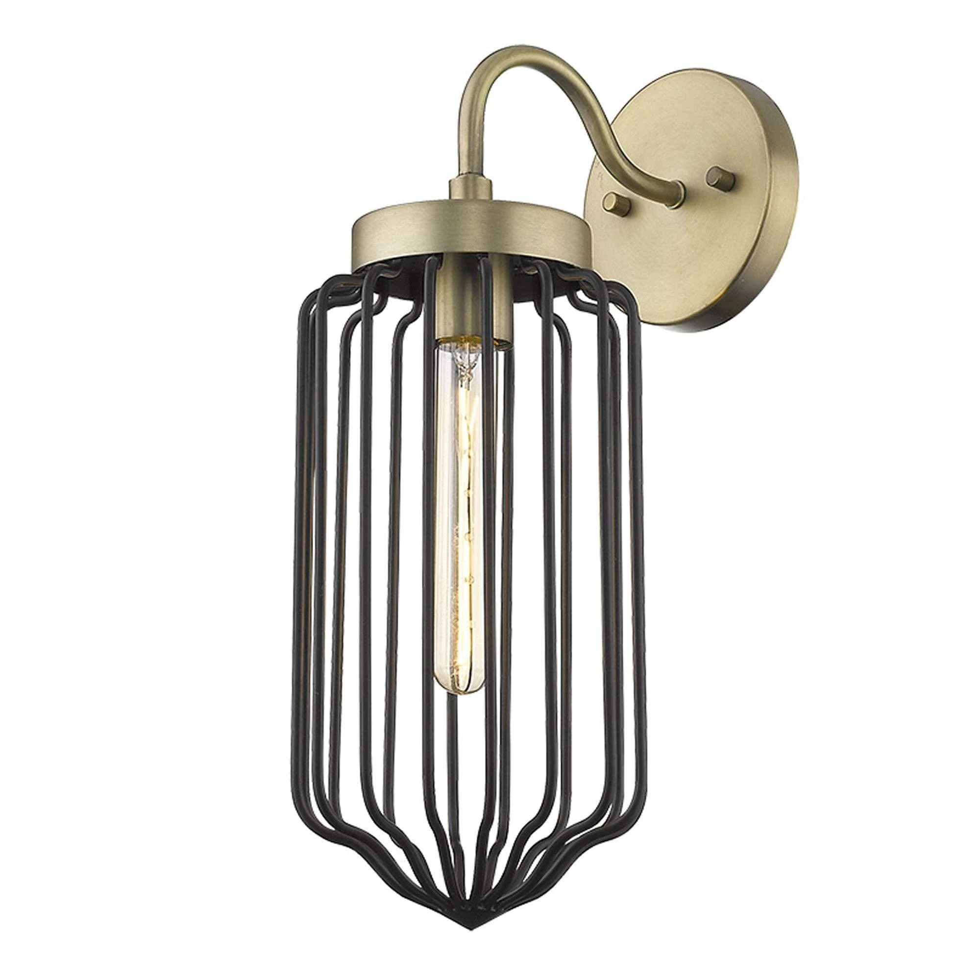 Gold and Black Metal Cage Wall Sconce - Image 7