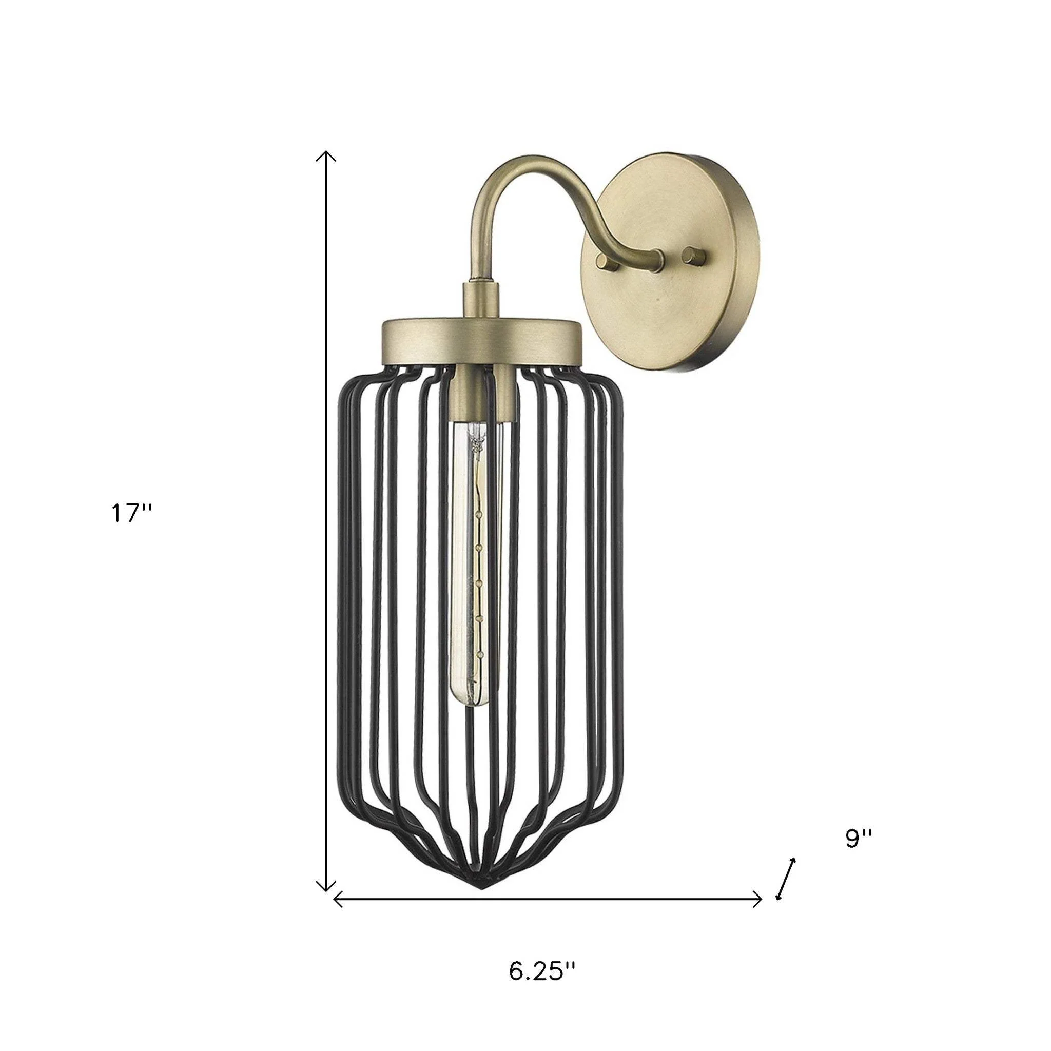 Gold and Black Metal Cage Wall Sconce - Image 8