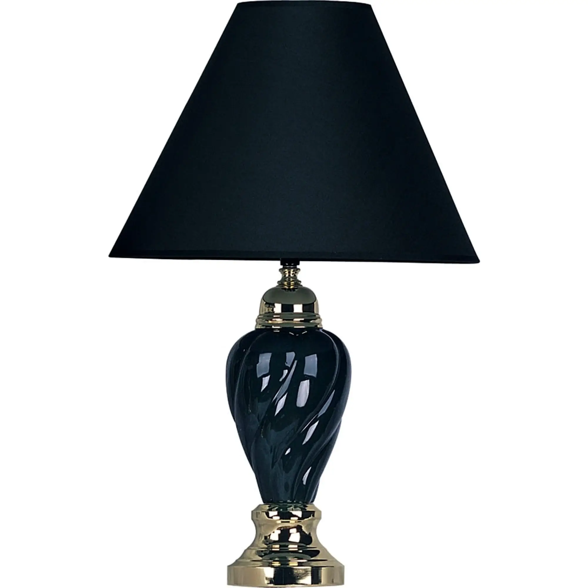 Gold and Navy Blue Table Lamp with Navy Blue Shade - Image 2