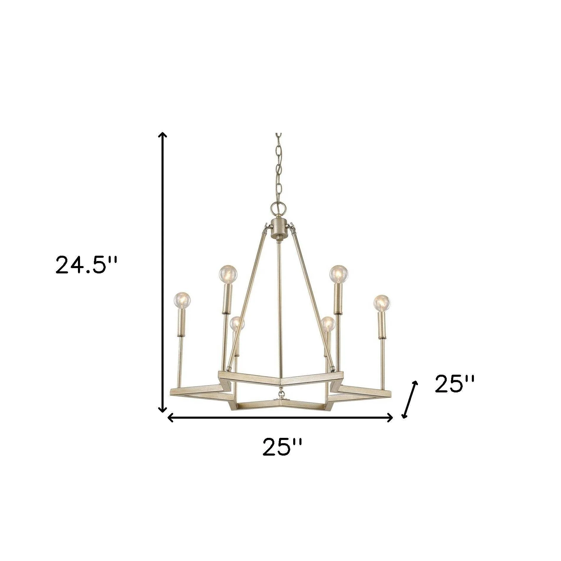 Gold Candle Style Six Light Metal Dimmable Chandelier - Image 5