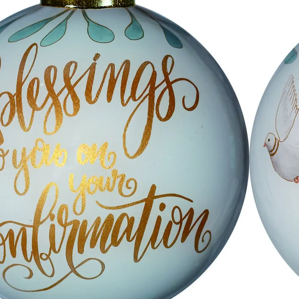 Gold Confirmation Hand Painted Mouth Blown Glass Ornament - Image 4