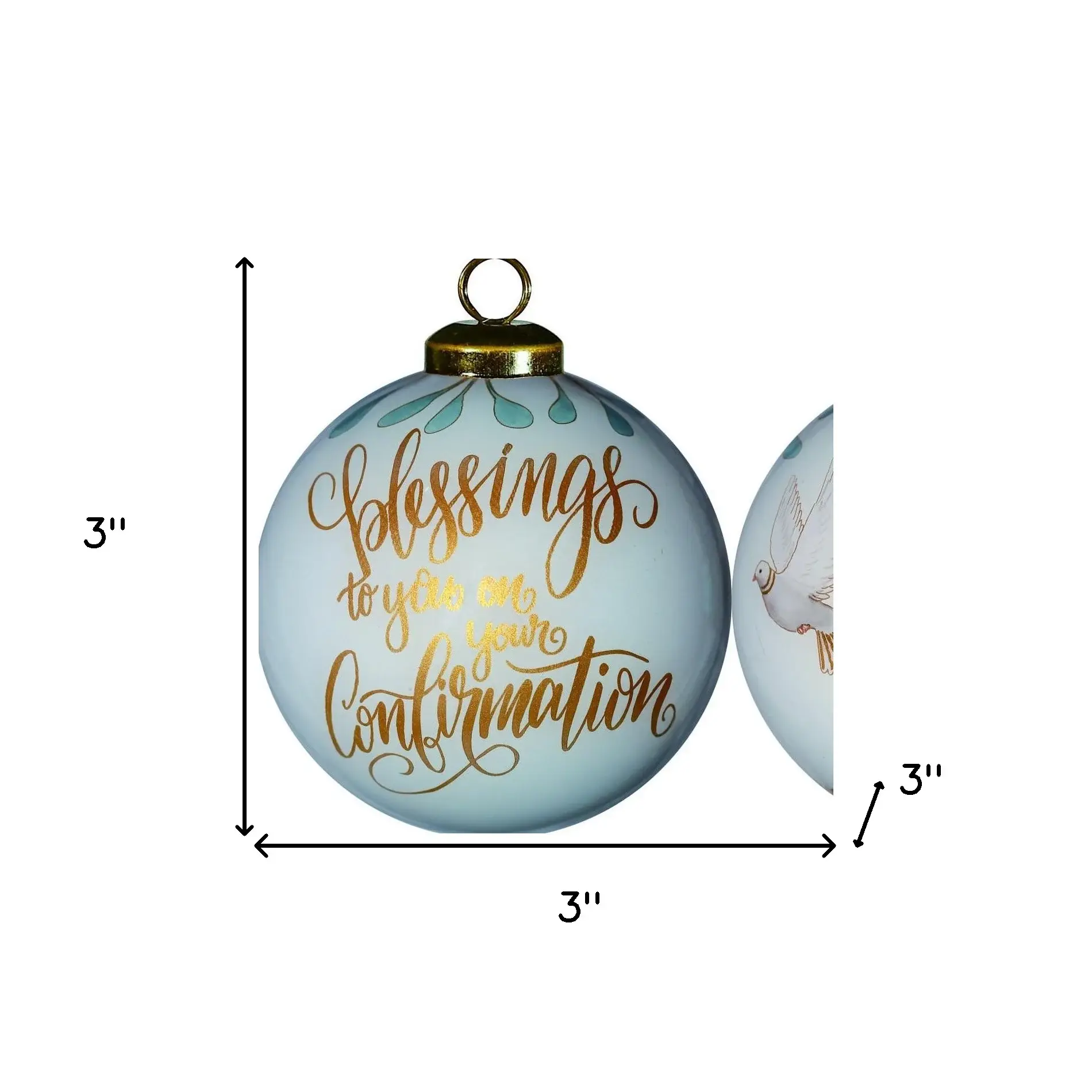 Gold Confirmation Hand Painted Mouth Blown Glass Ornament - Image 5