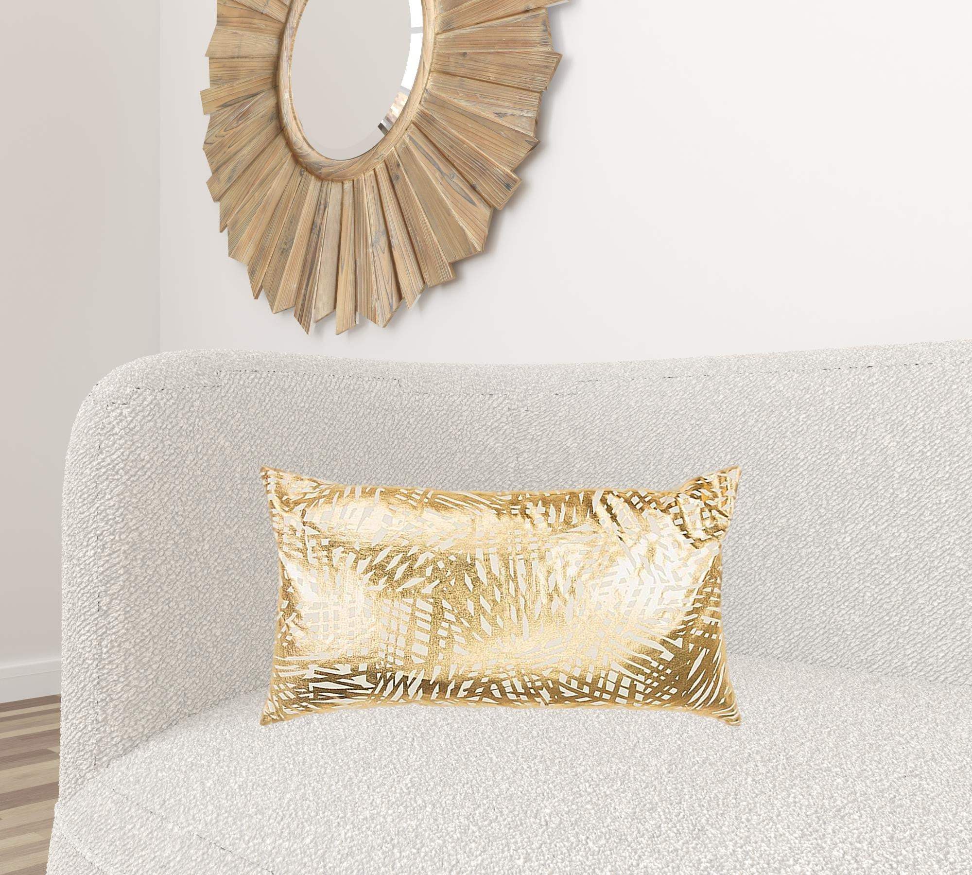 Gold Foil Etched Pattern Lumbar Pillow - Image 2