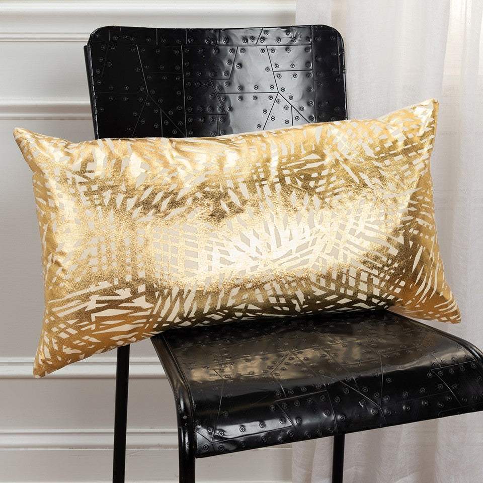 Gold Foil Etched Pattern Lumbar Pillow - Image 4