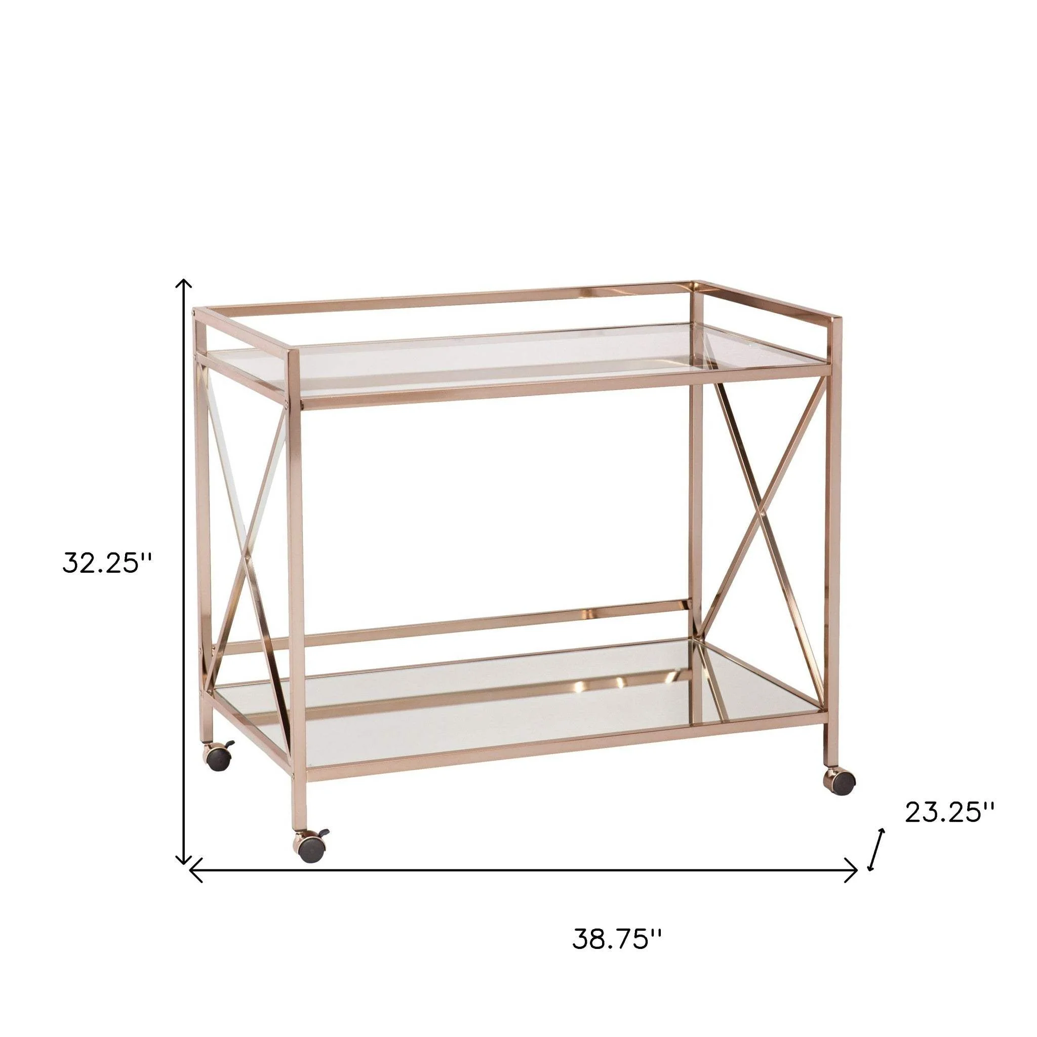 Gold Metal And Glass Rolling Bar Cart - Image 6