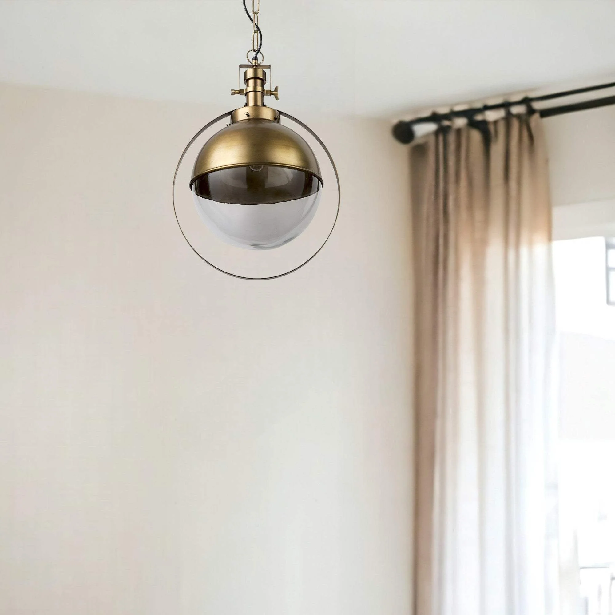 Gold Metal Sphere Pendant Hanging Light - Image 2
