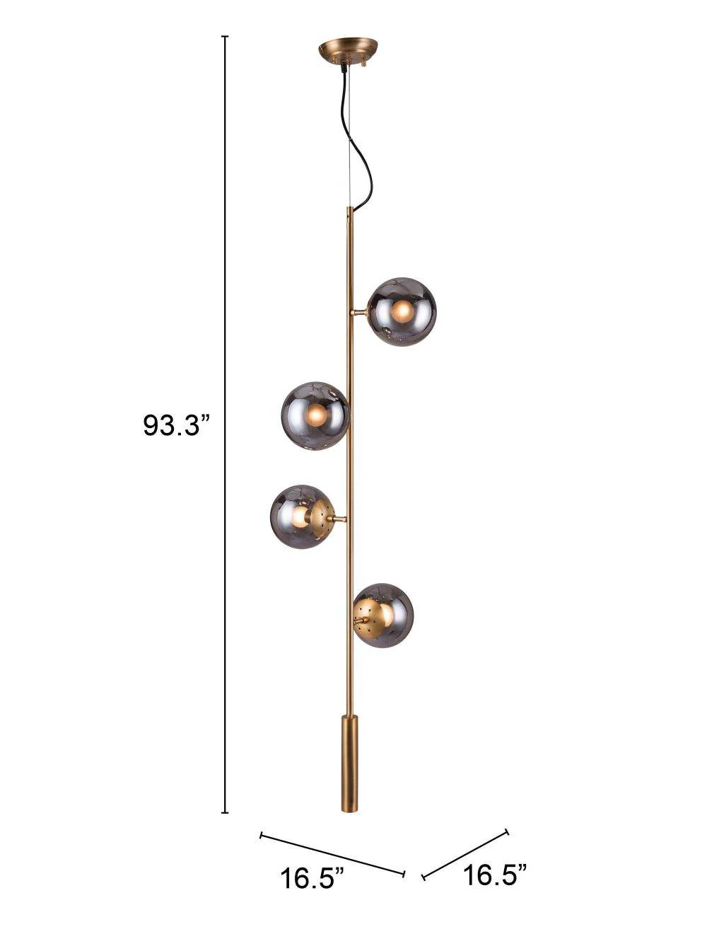 Gold Shaded Four Light Metal Dimmable Ceiling Light With Clear Shades - Image 2