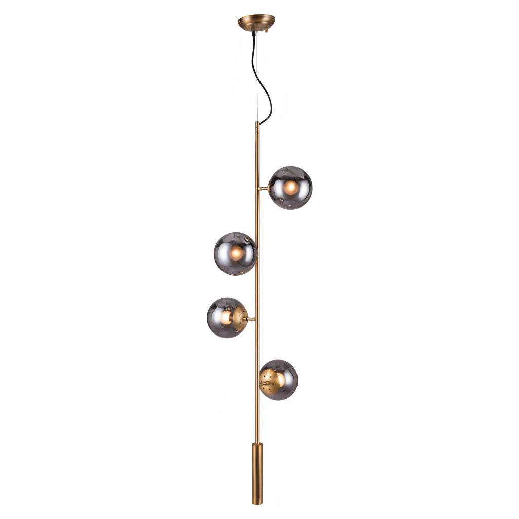 Gold Shaded Four Light Metal Dimmable Ceiling Light With Clear Shades - Image 3