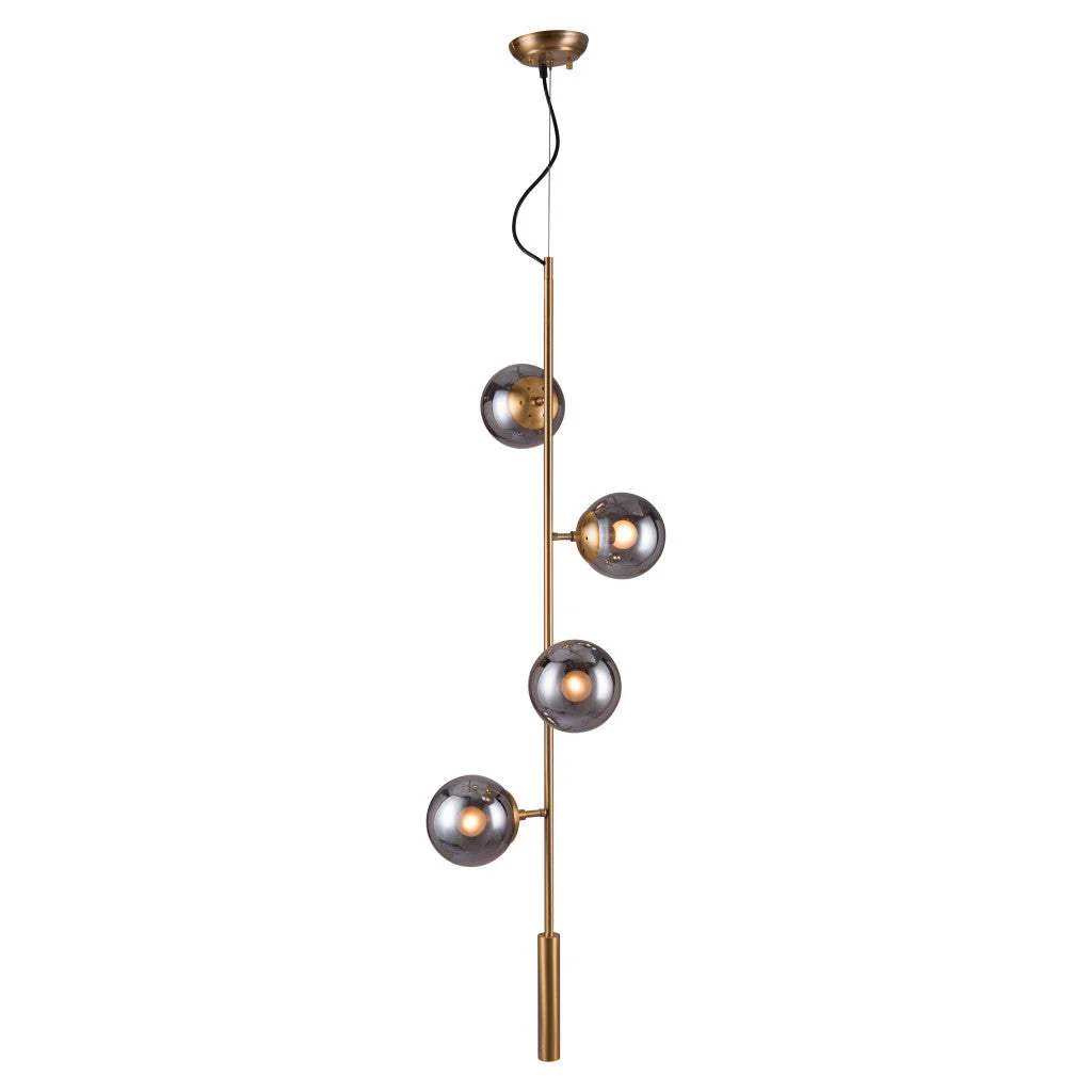 Gold Shaded Four Light Metal Dimmable Ceiling Light With Clear Shades - Image 4