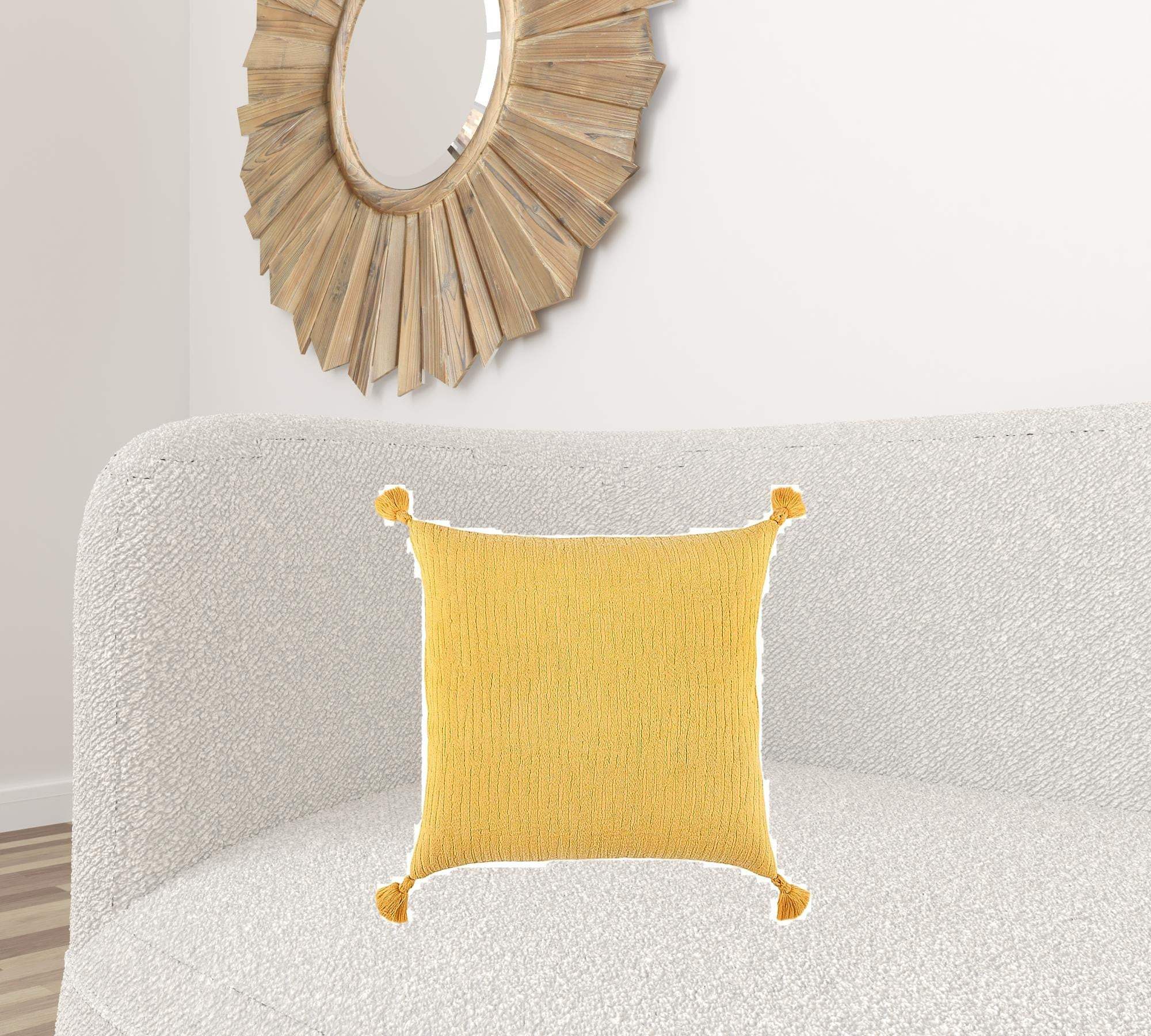 Gold Solid Tonal Abstract Stripe Throw Pillow - Image 2