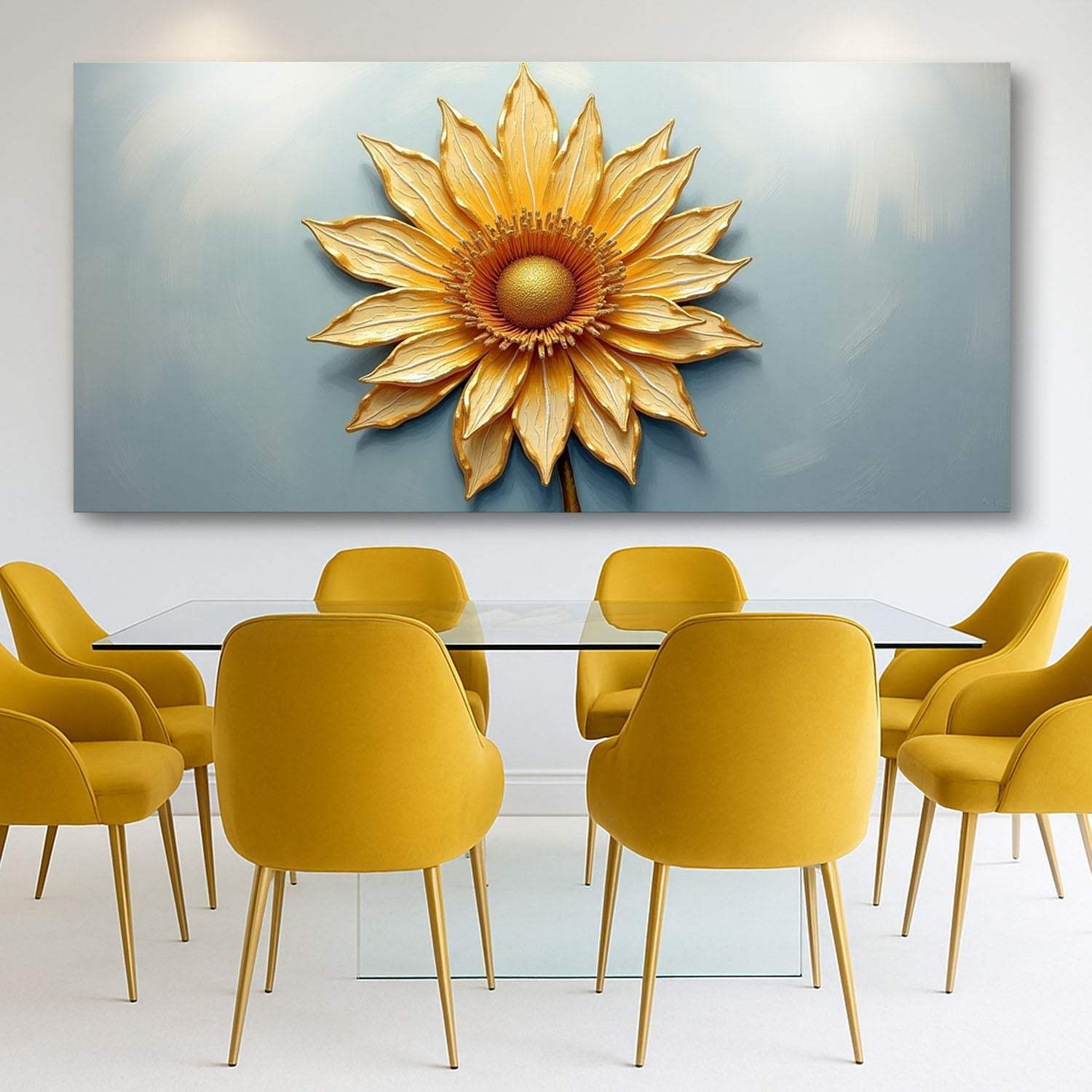 Golden Dandelion Minimalist Abstract Wall Art II - Image 3