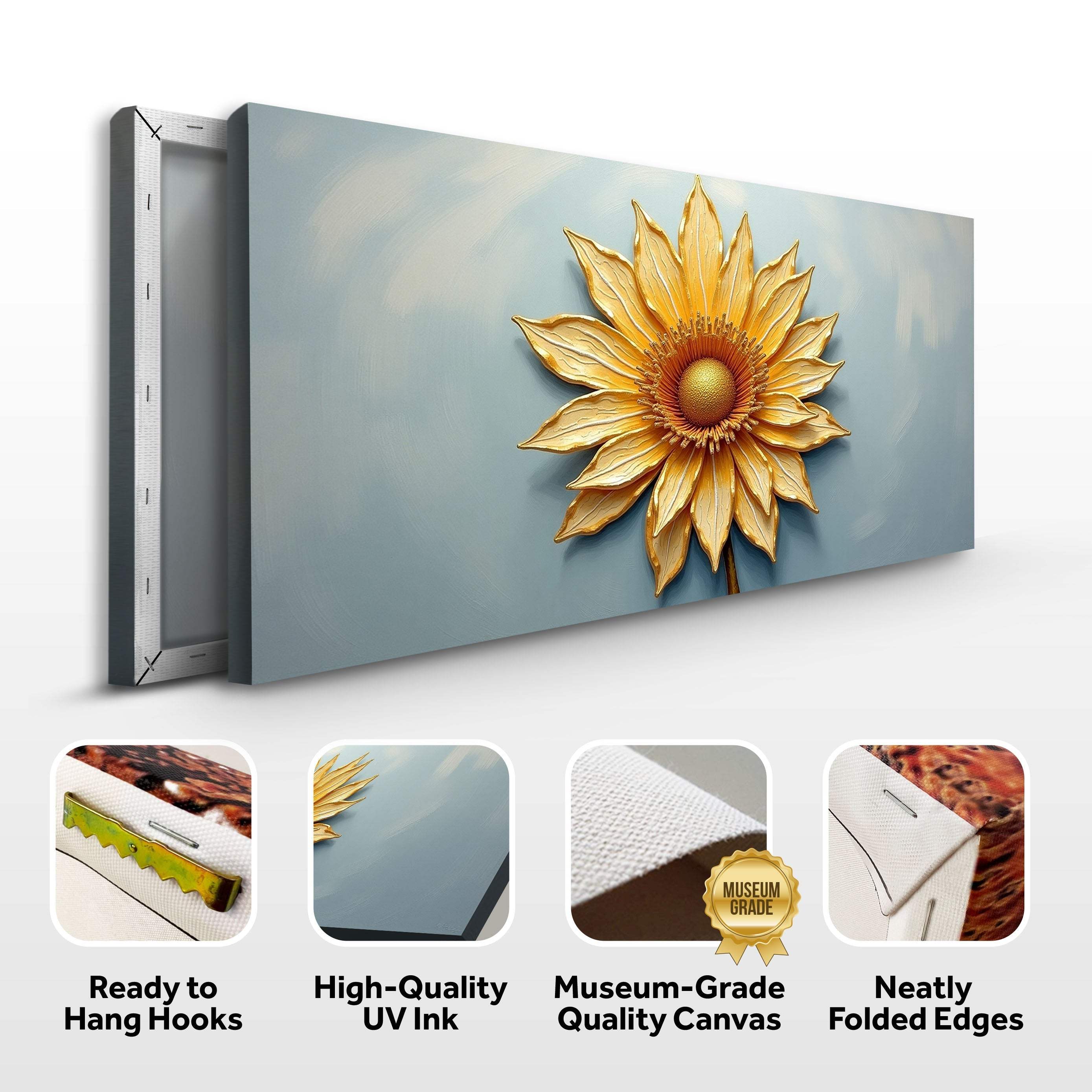 Golden Dandelion Minimalist Abstract Wall Art II - Image 8