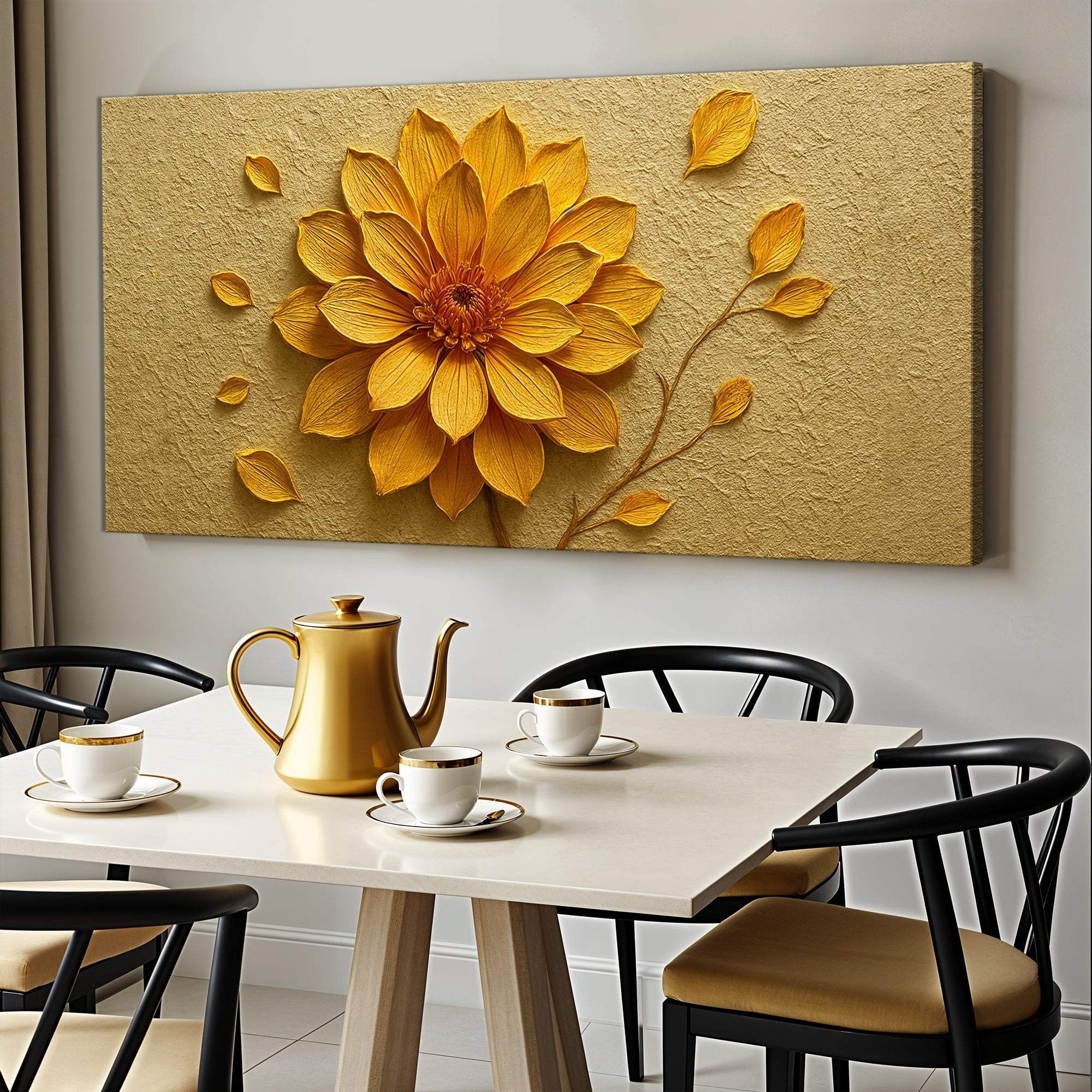 Golden Dandelion Minimalist Abstract Wall Art IV - Image 4