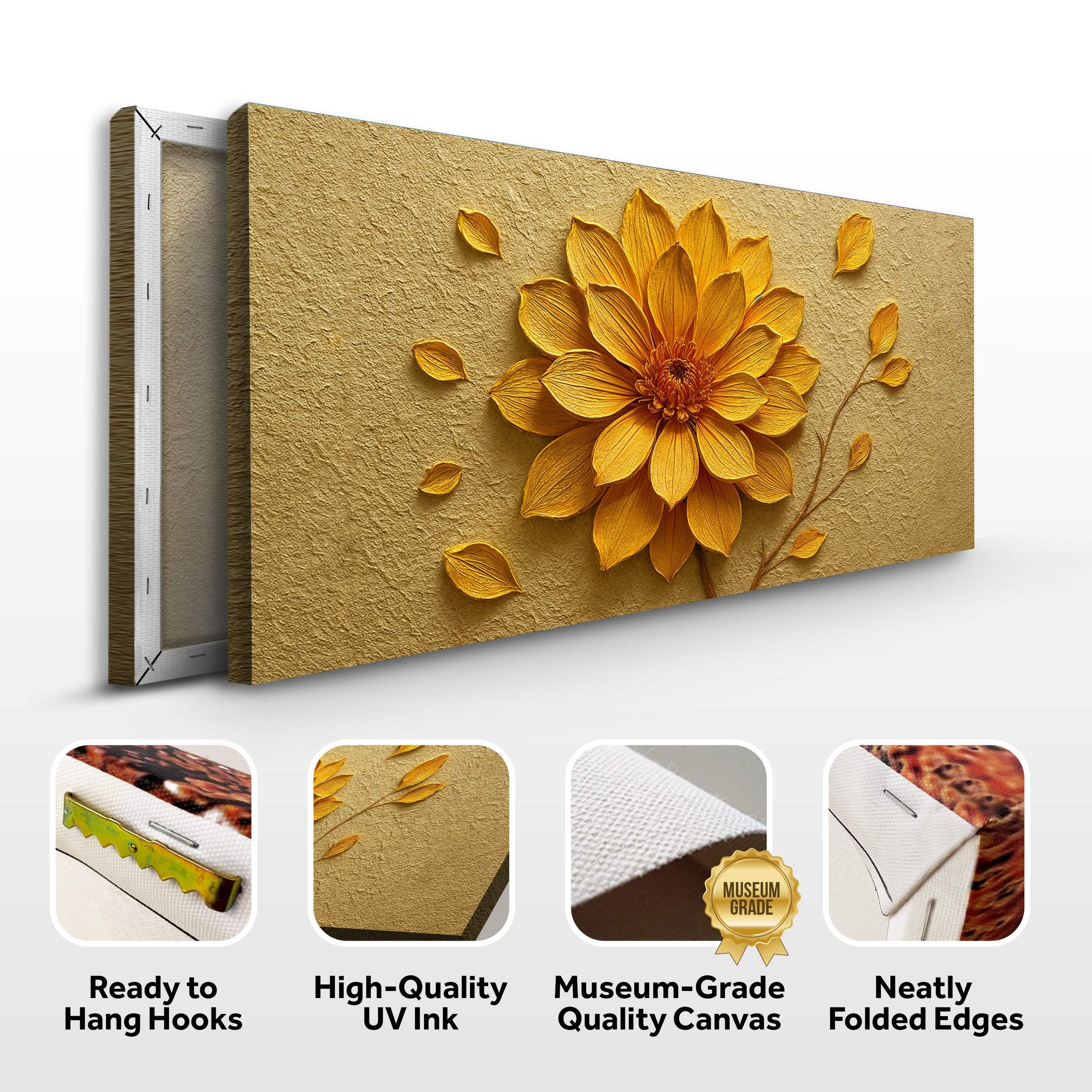 Golden Dandelion Minimalist Abstract Wall Art IV - Image 8