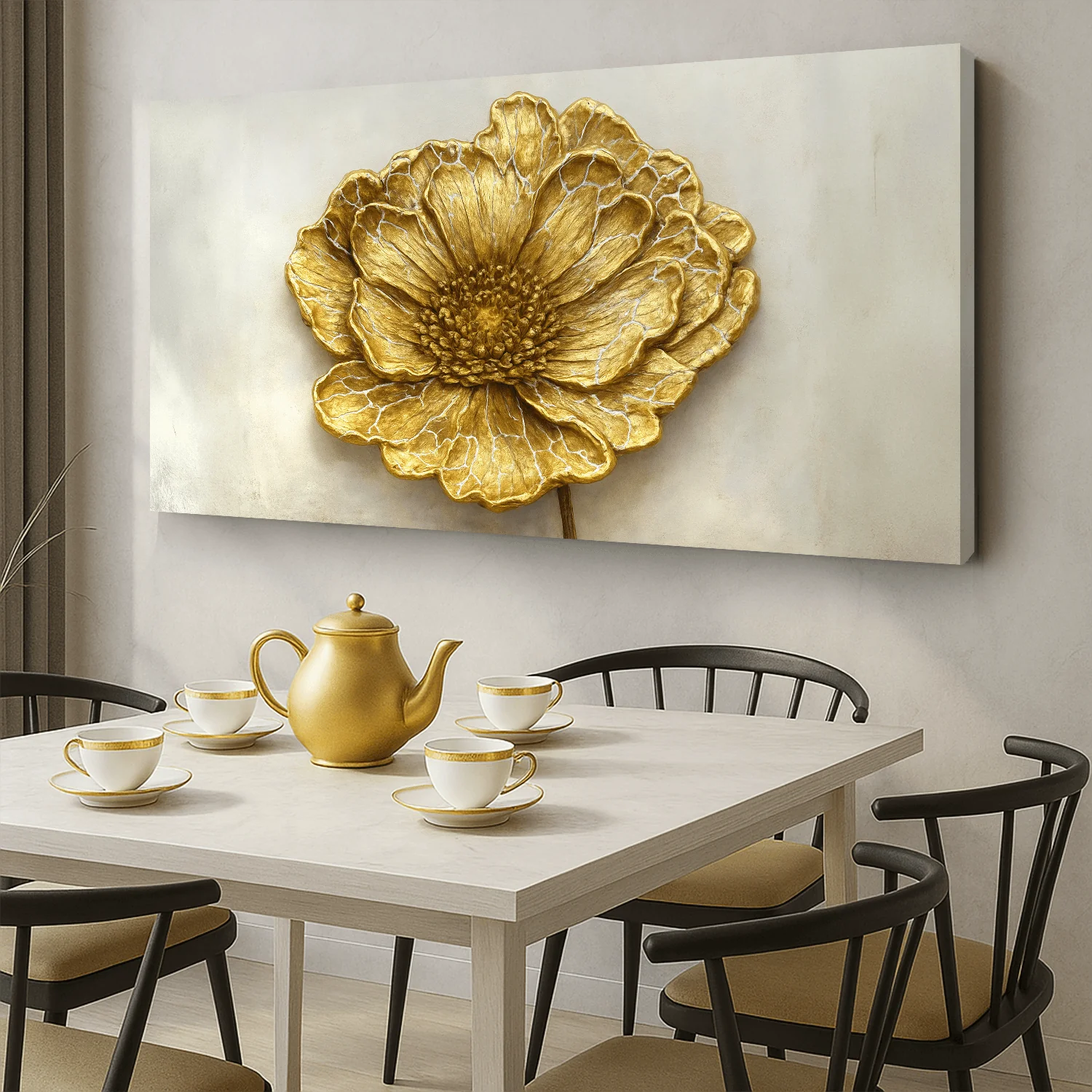 Golden Dandelion Minimalist Abstract Wall Art VI - Image 2
