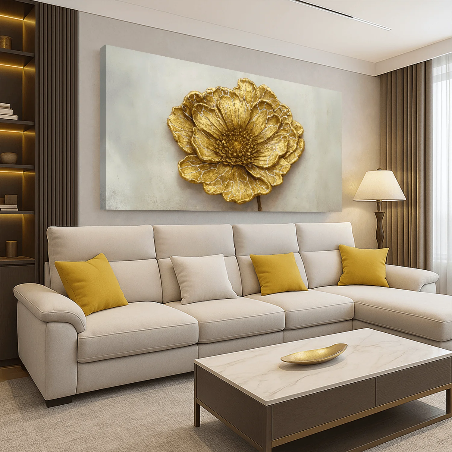 Golden Dandelion Minimalist Abstract Wall Art VI - Image 4
