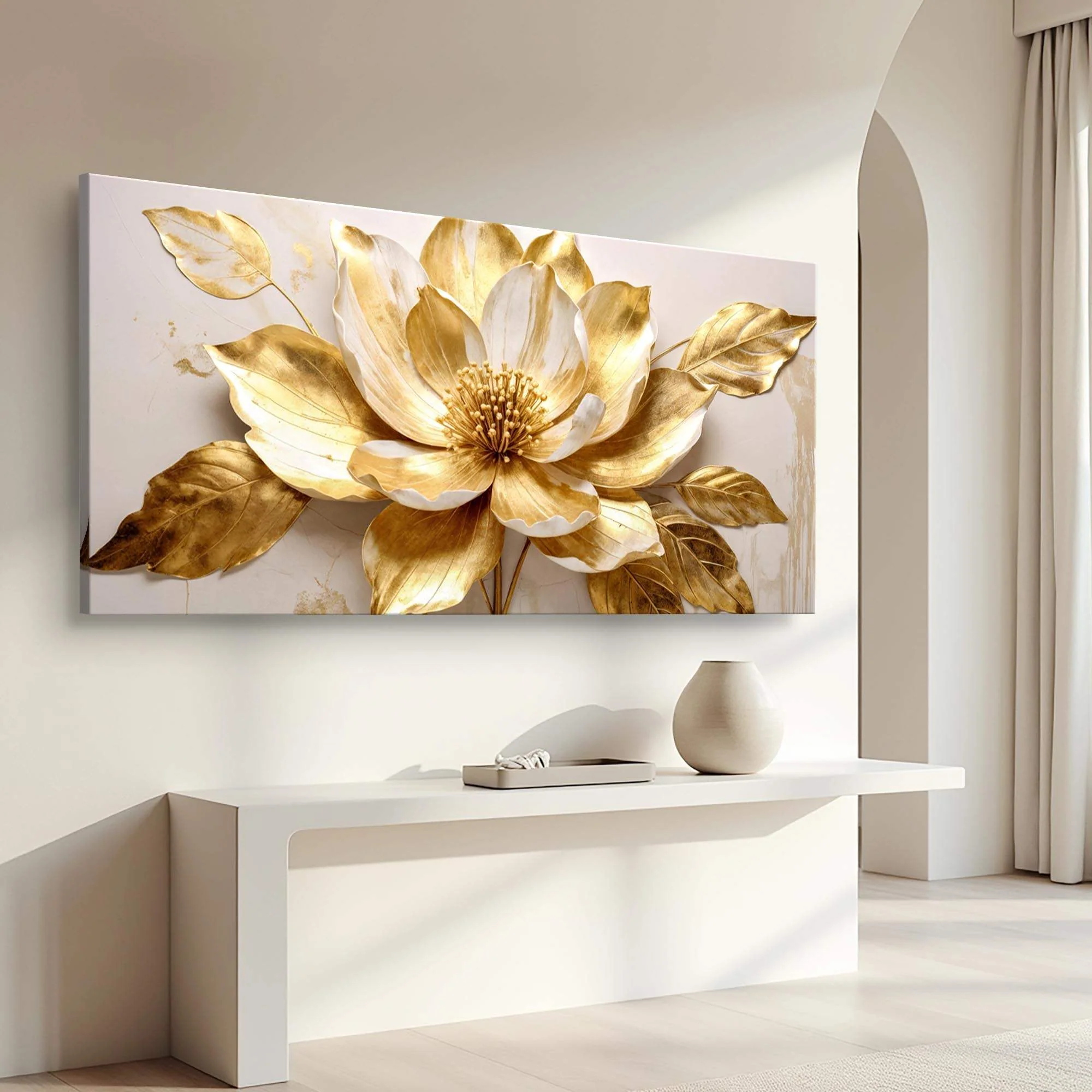 Golden Dandelion Minimalist Abstract Wall Art VIII - Image 2