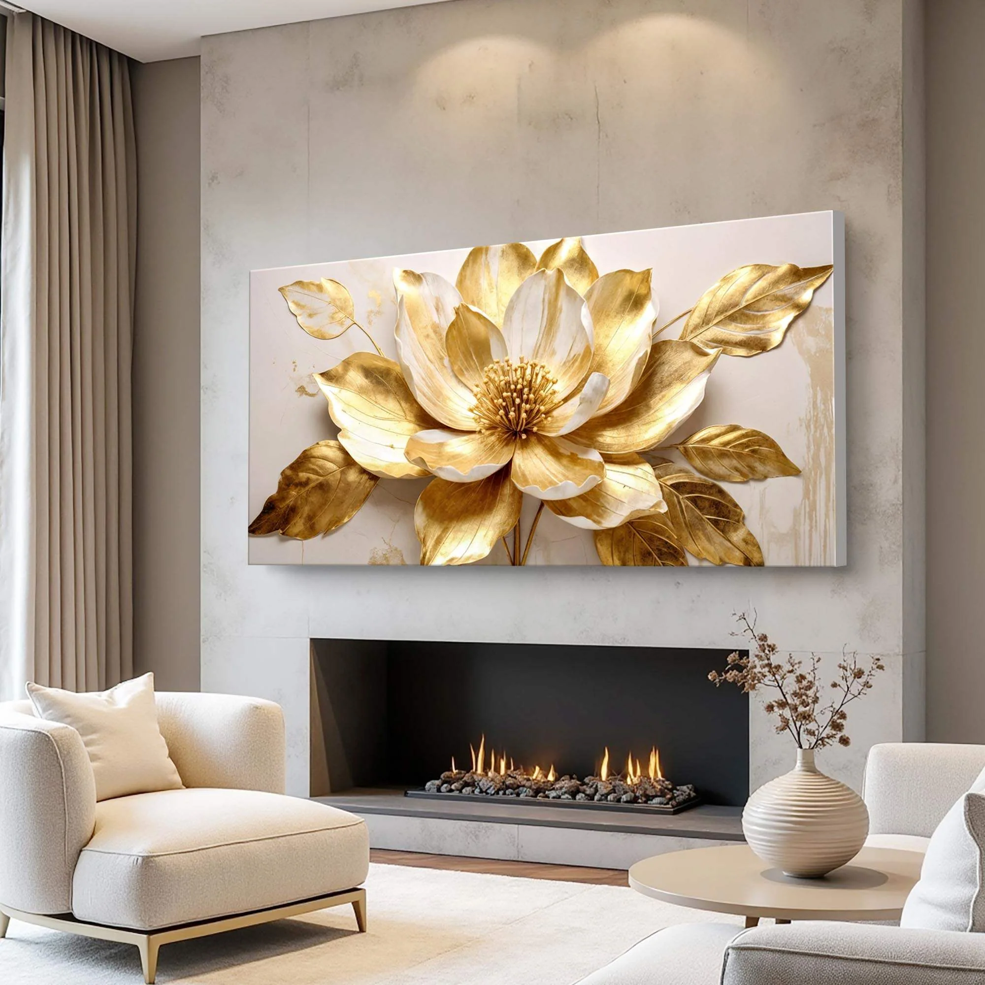 Golden Dandelion Minimalist Abstract Wall Art VIII - Image 4