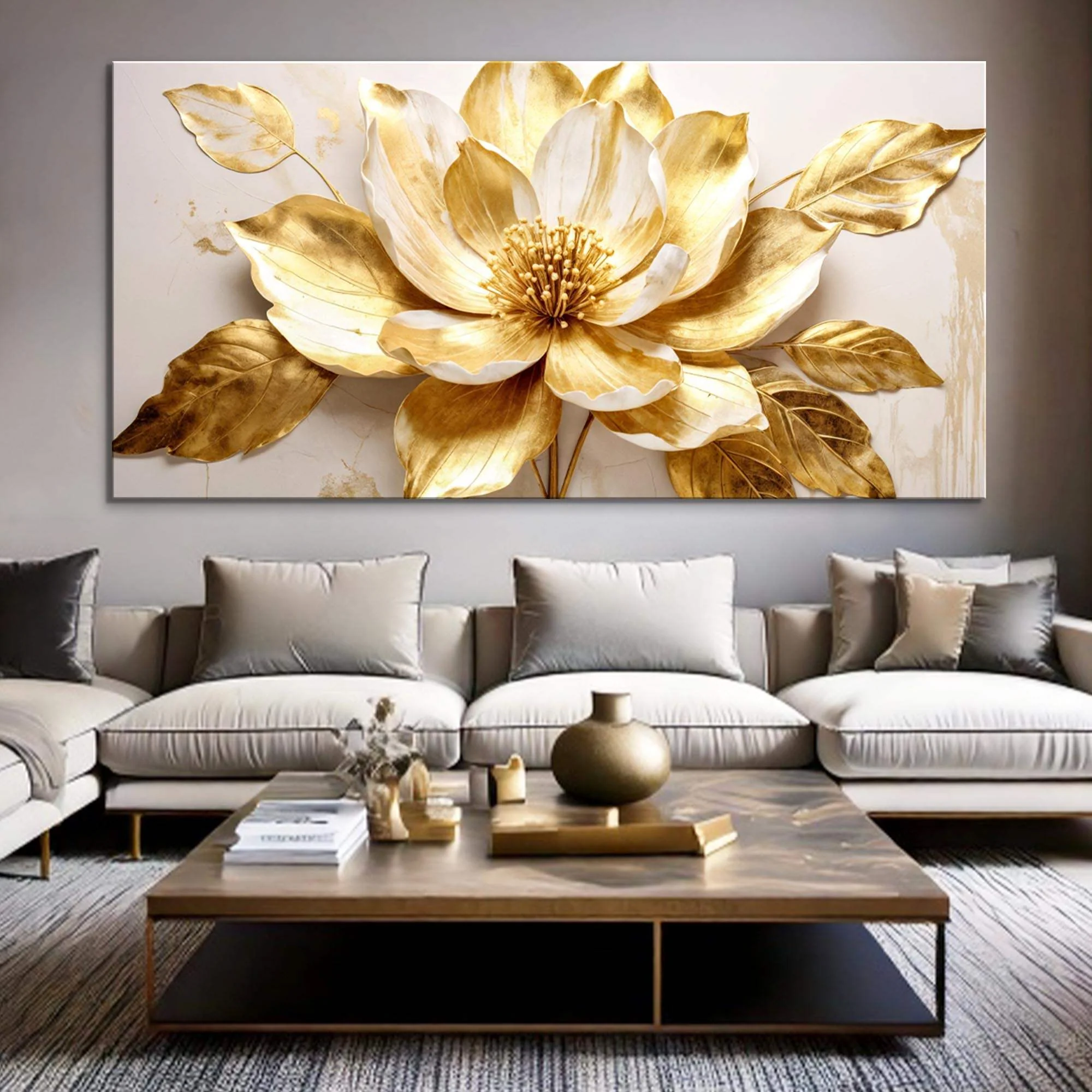 Golden Dandelion Minimalist Abstract Wall Art VIII - Image 5
