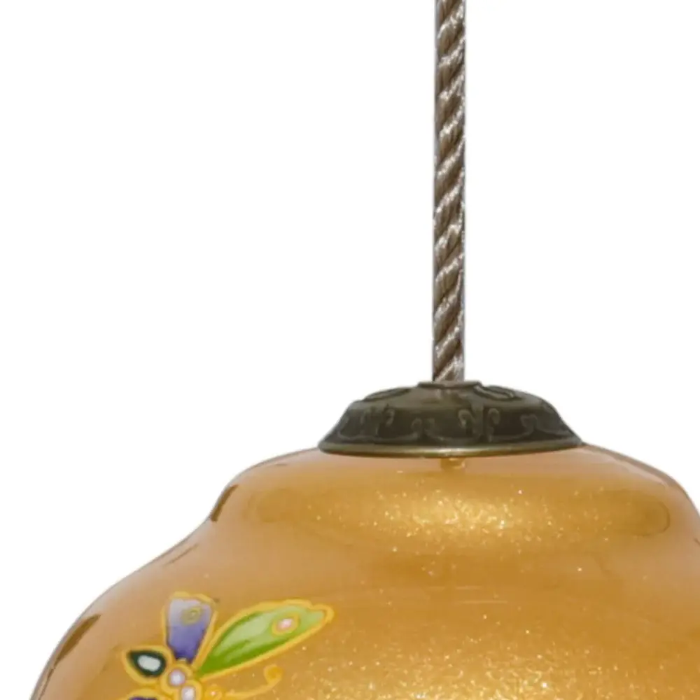 Golden Extravagant Butterflies Hand Painted Mouth Blown Glass Ornament - Image 5